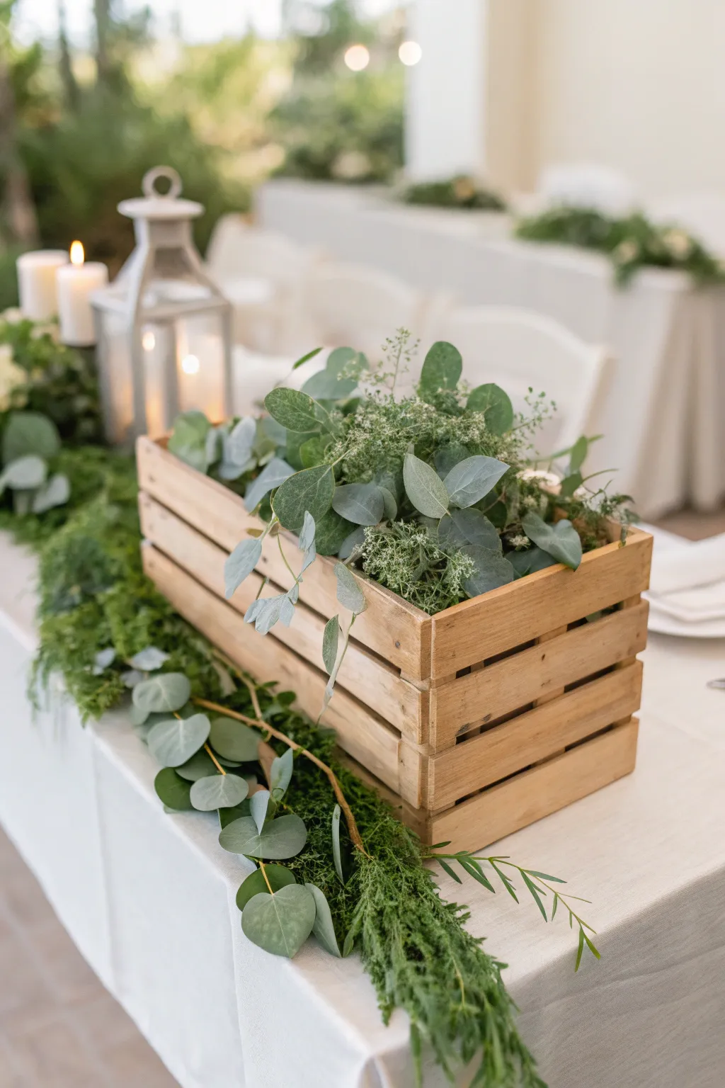 Embrace rustic charm with a touch of nature at your wedding favors table.