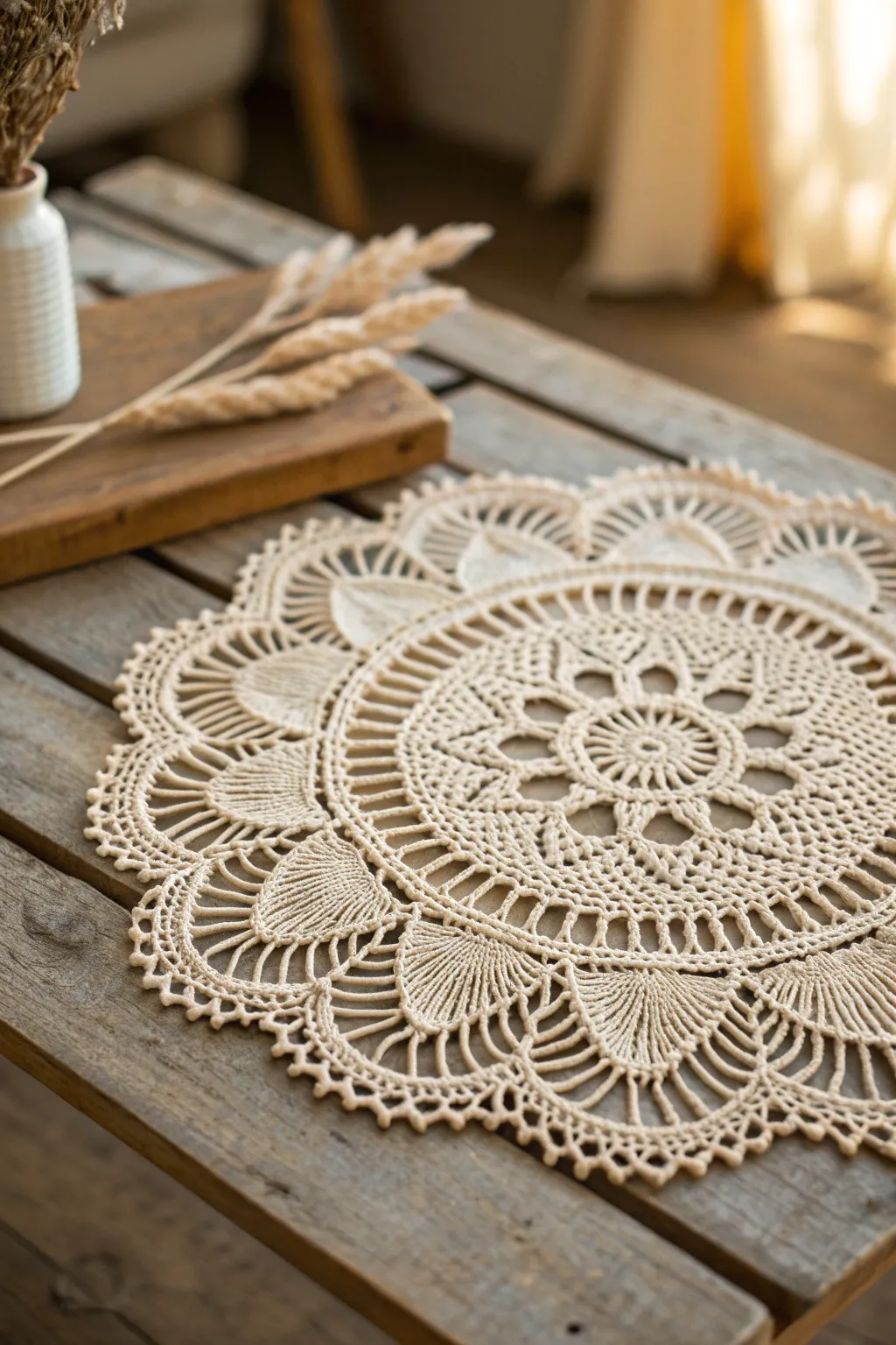 Elevate your decor with the timeless elegance of intricately crocheted doilies.