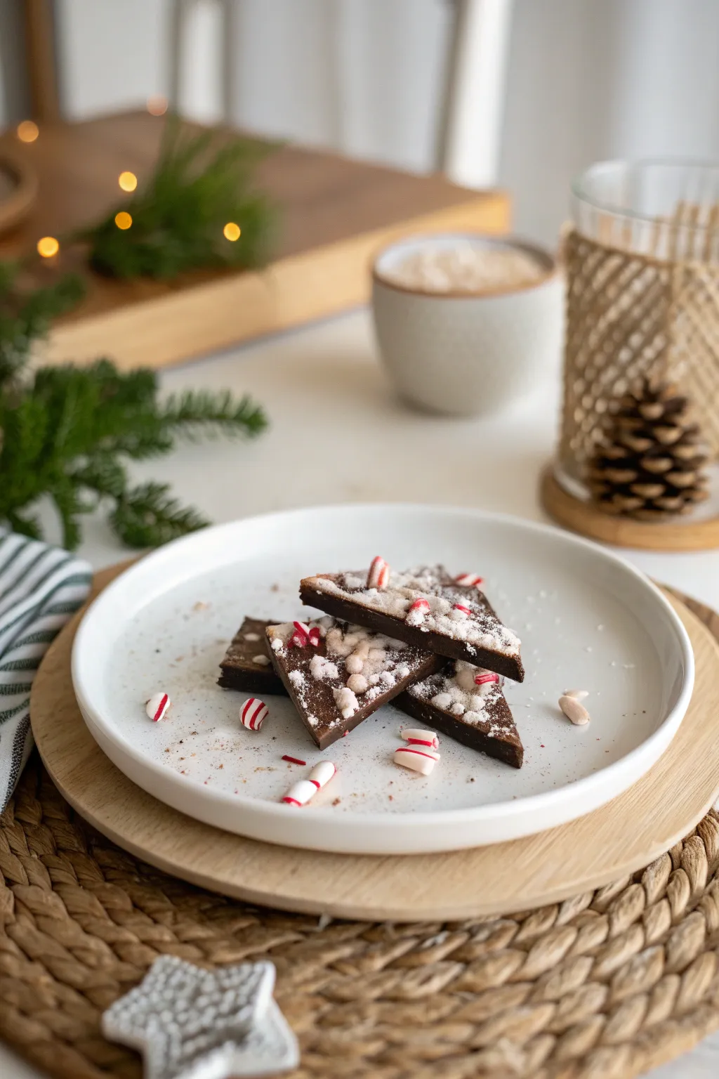 Indulge your senses with handcrafted peppermint bark, where simplicity meets festive charm.