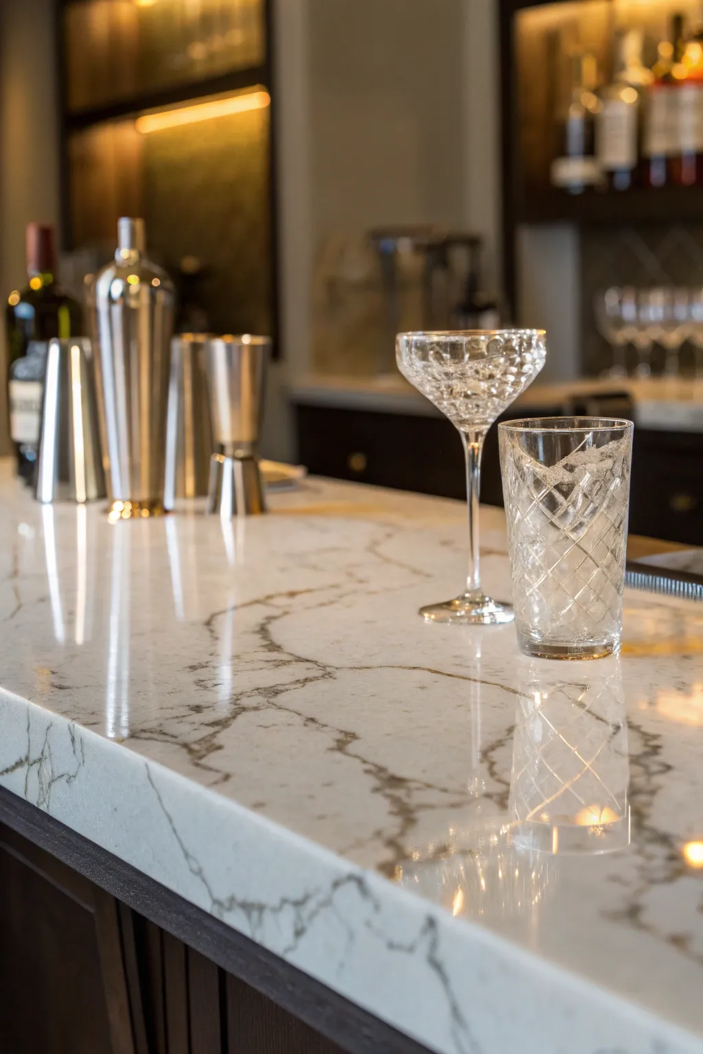Elevate your home bar with the timeless elegance of quartz.