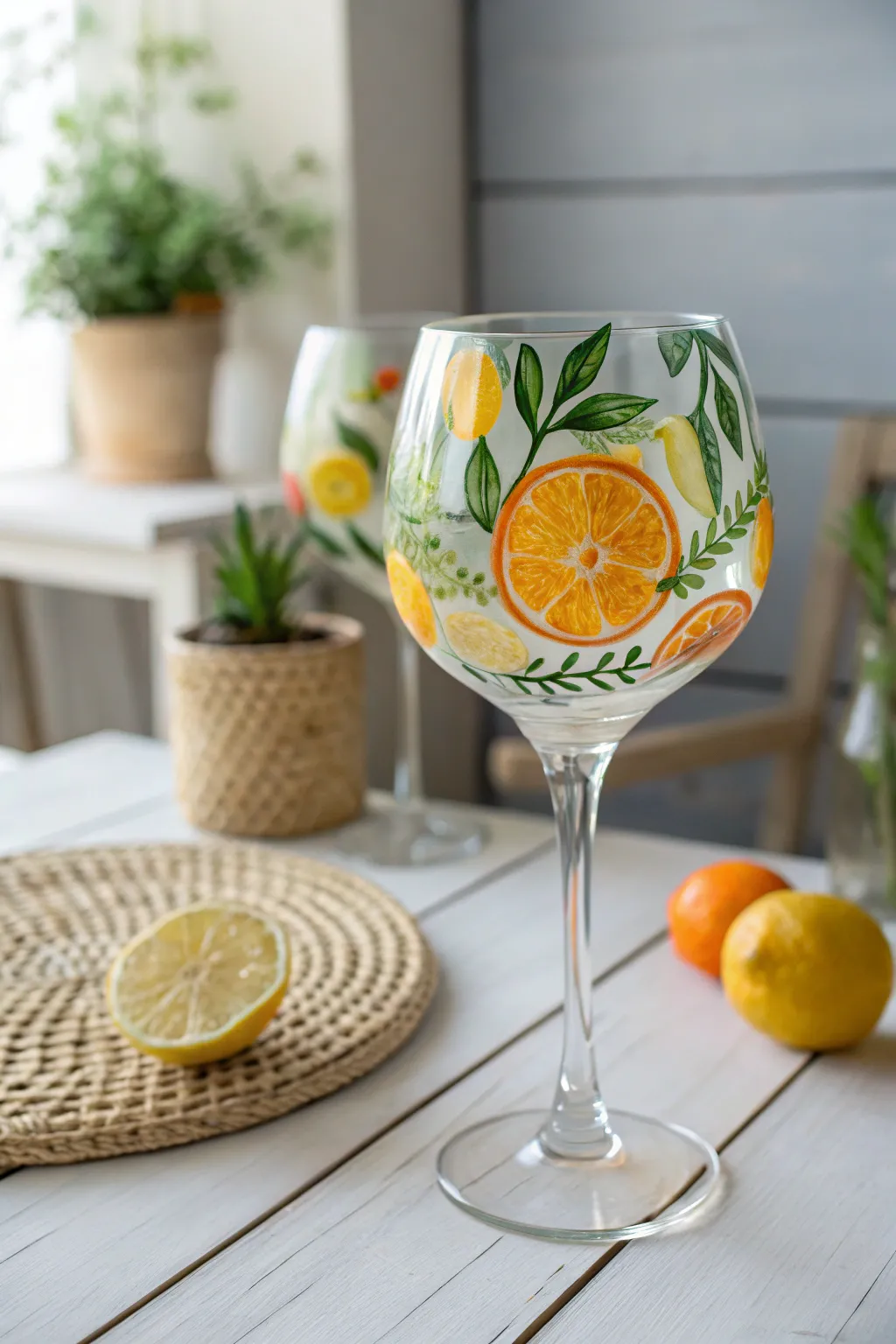 Add a fruity flair to your glassware with hand-painted citrus designs, perfect for brightening up any occasion!