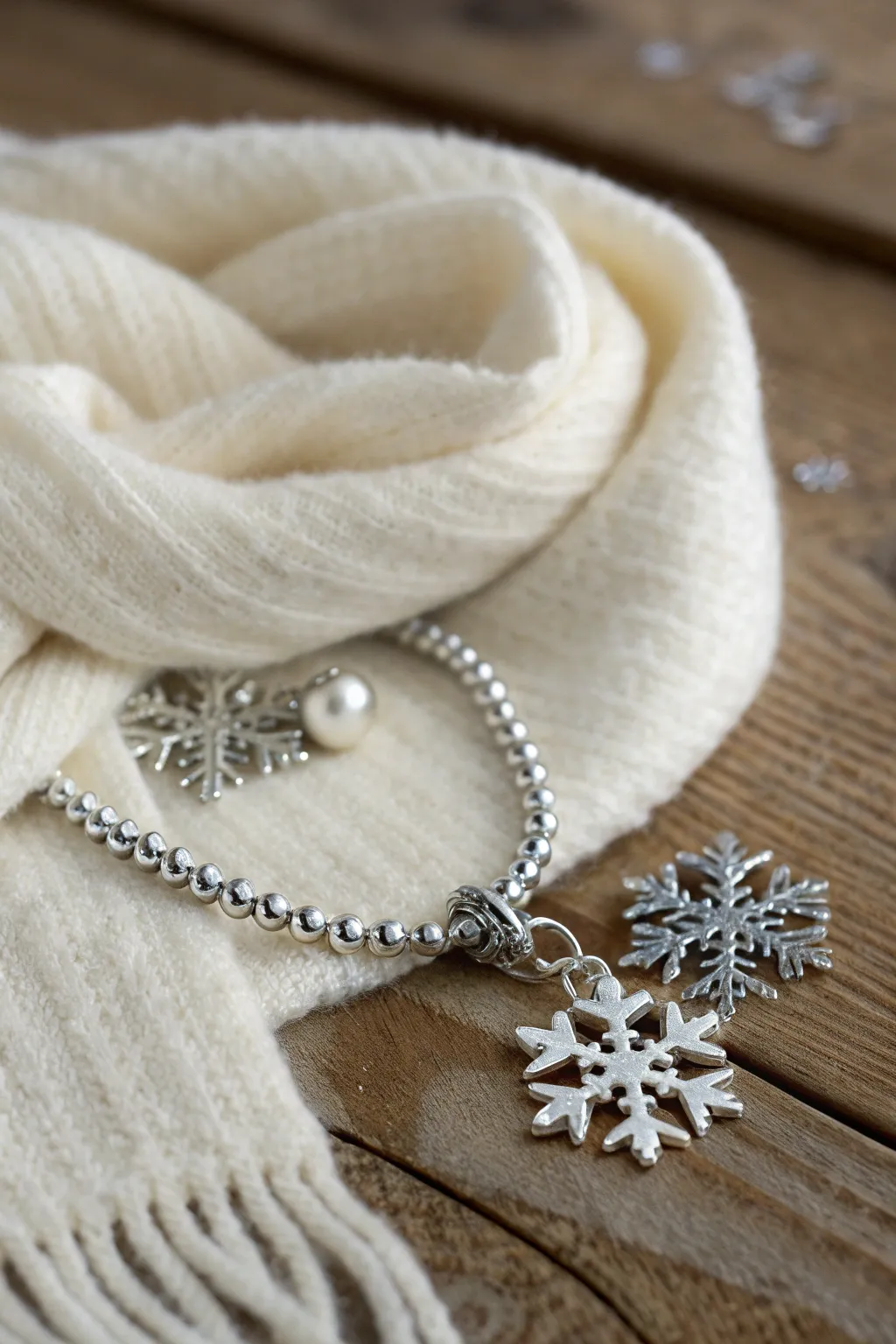 Dance through a winter wonderland with this enchanting snowflake charm bracelet.