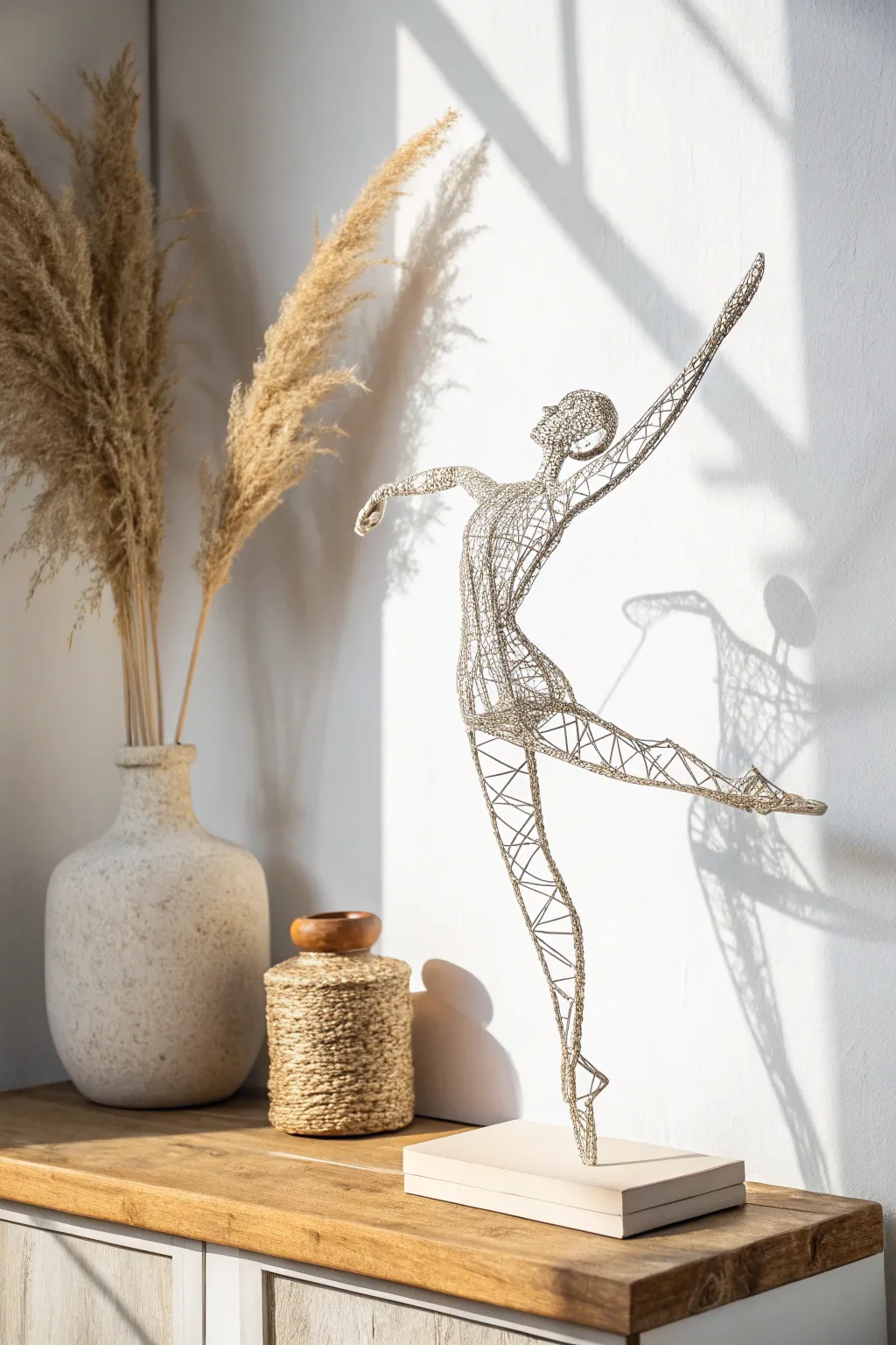 Add a touch of elegance and movement to your space with dynamic wire art figures.