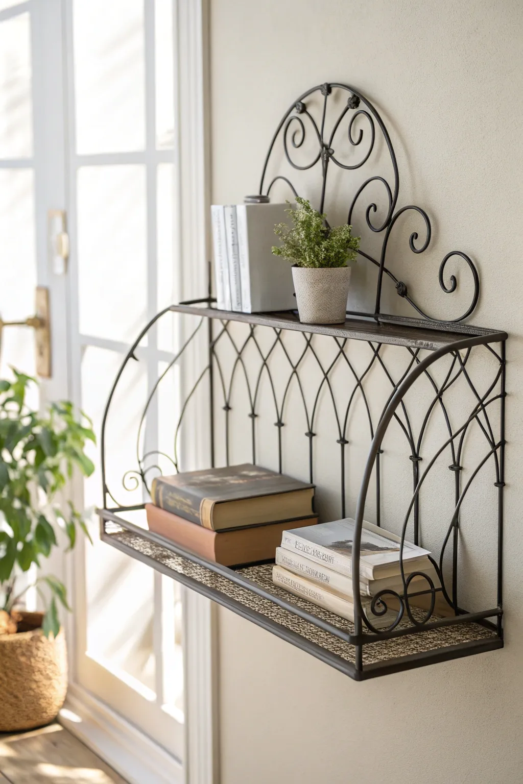 Elevate your space with the sleek elegance of floating wire shelves.