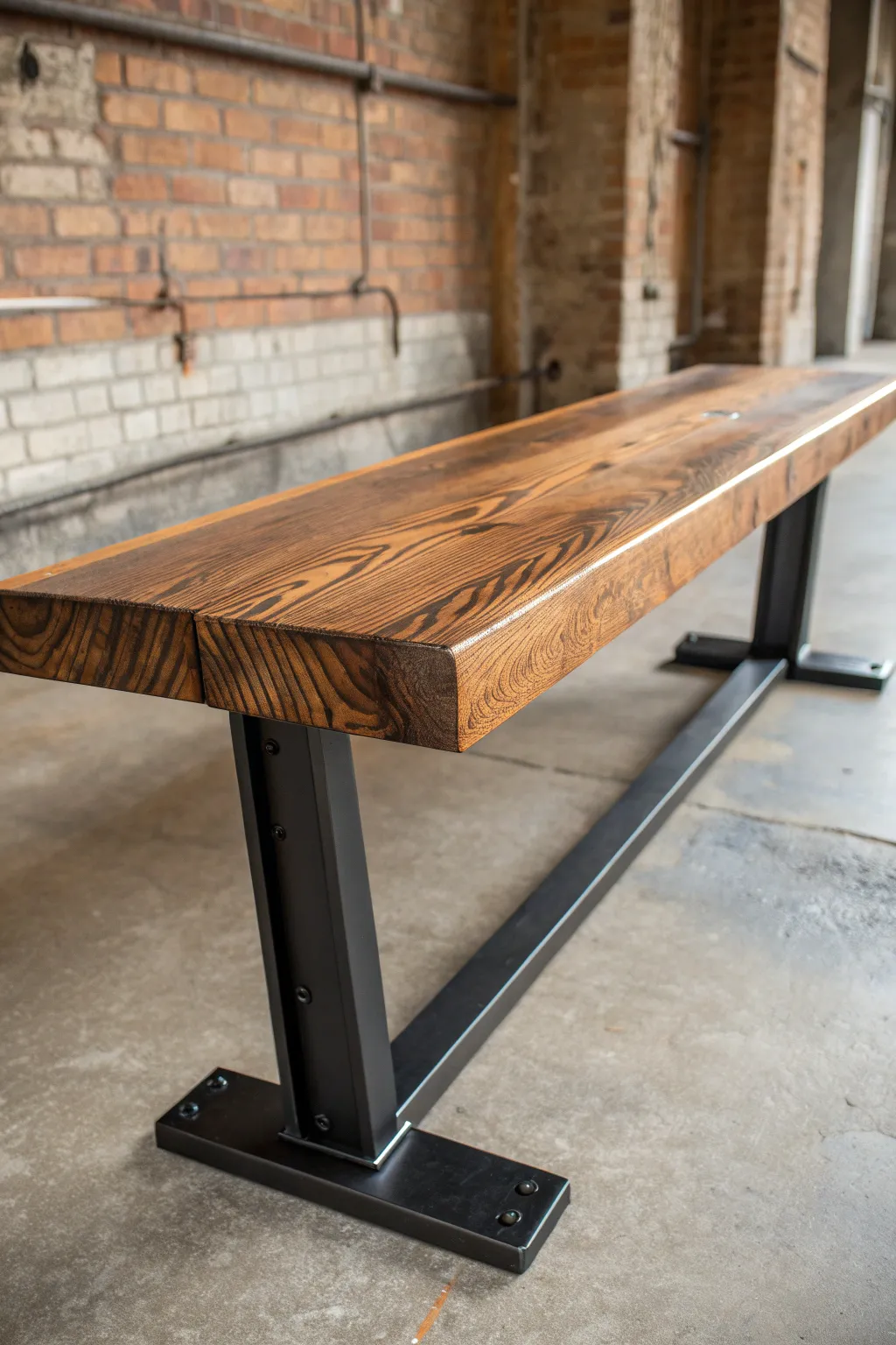 Where warmth meets industry: A bench that tells a story.