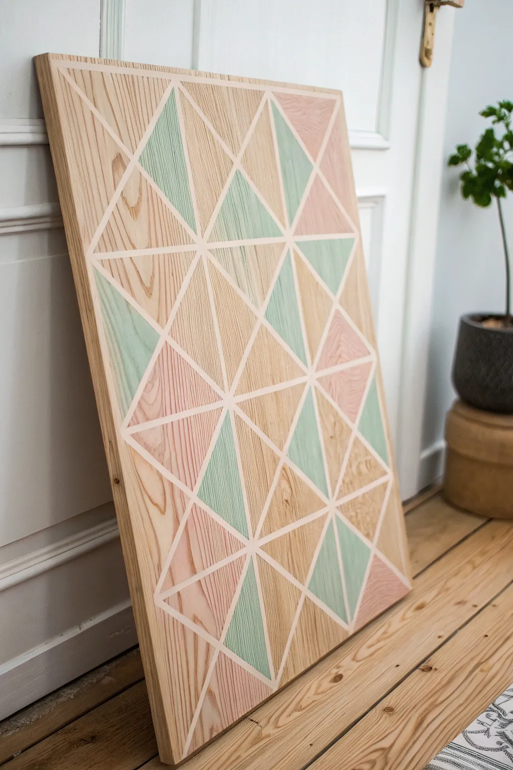 Elevate your space with the subtle elegance of abstract geometric wood art. 🌿✨ #MinimalistDecor #WoodArt