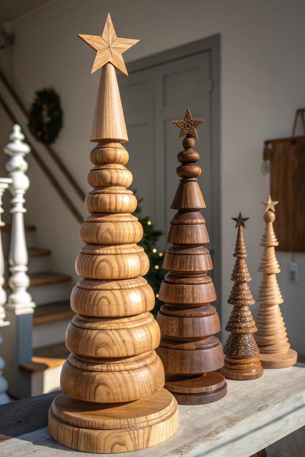 Crafted with care: A whimsical spindle Christmas tree that brings holiday charm and craftsmanship together.