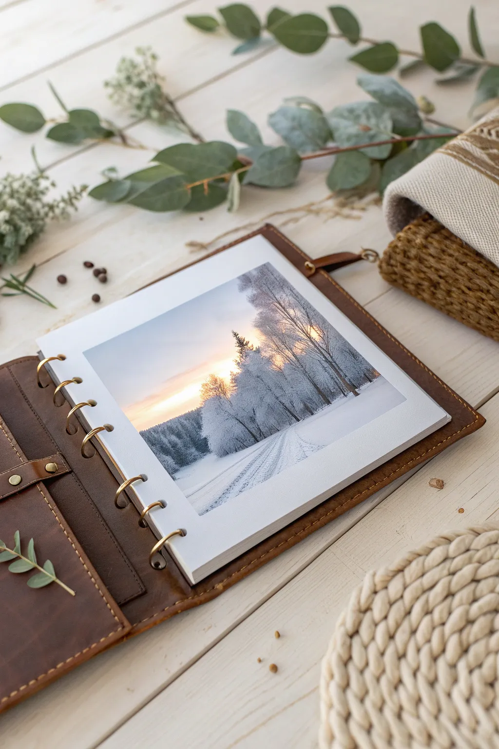 Capture your year's story: A serene photo journal embracing minimalist beauty and boho charm.