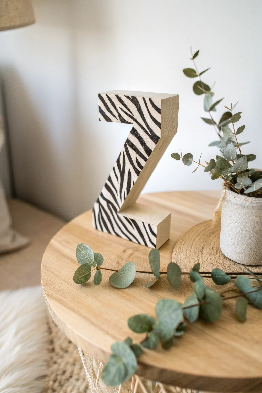 Crafting the alphabet: Transforming letters into playful zebras with Scandinavian simplicity.