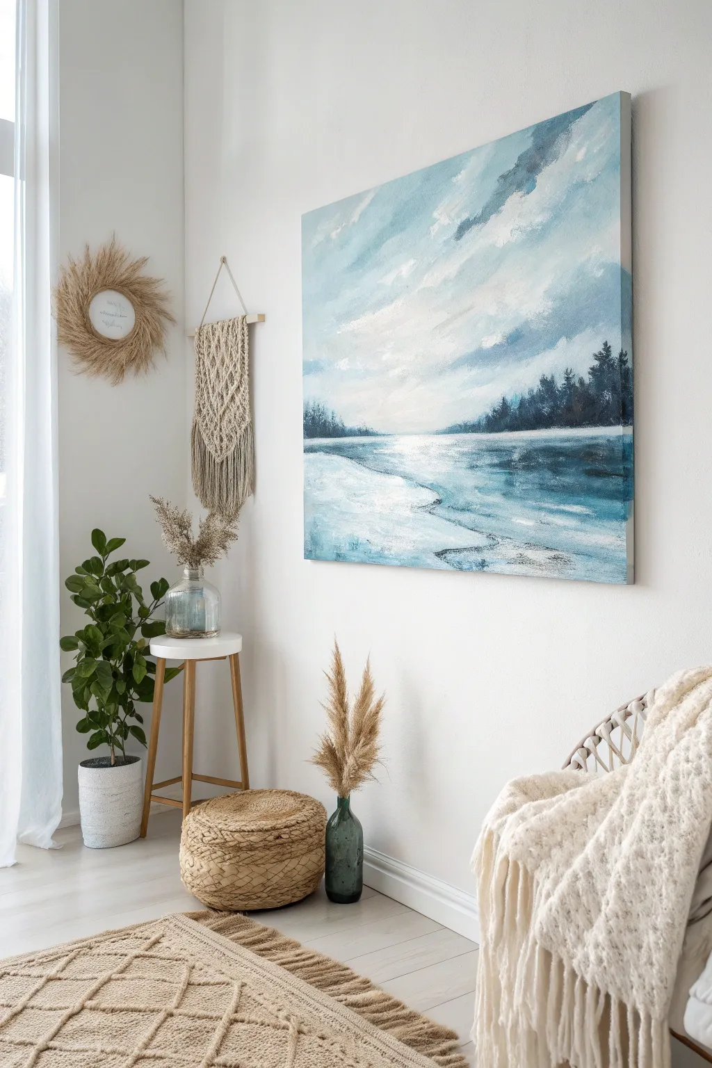 Transform your space with a touch of frosty elegance—an icy landscape painting that whispers serenity.