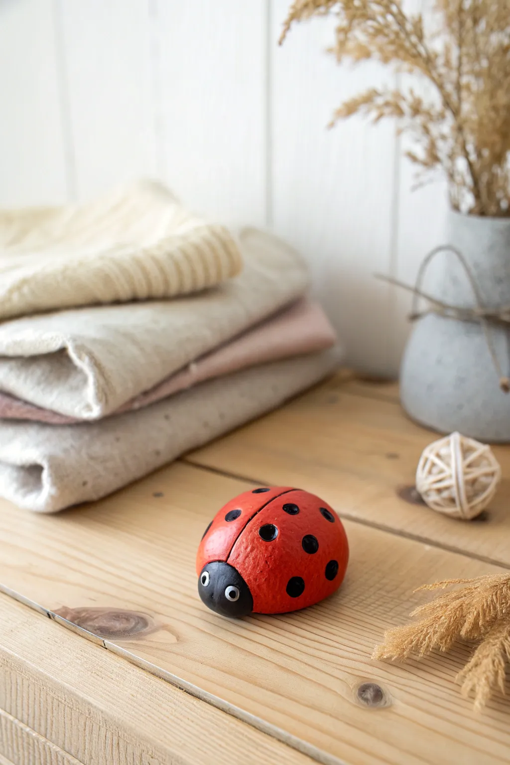 Add a touch of whimsy to your decor with this charming clay ladybug!