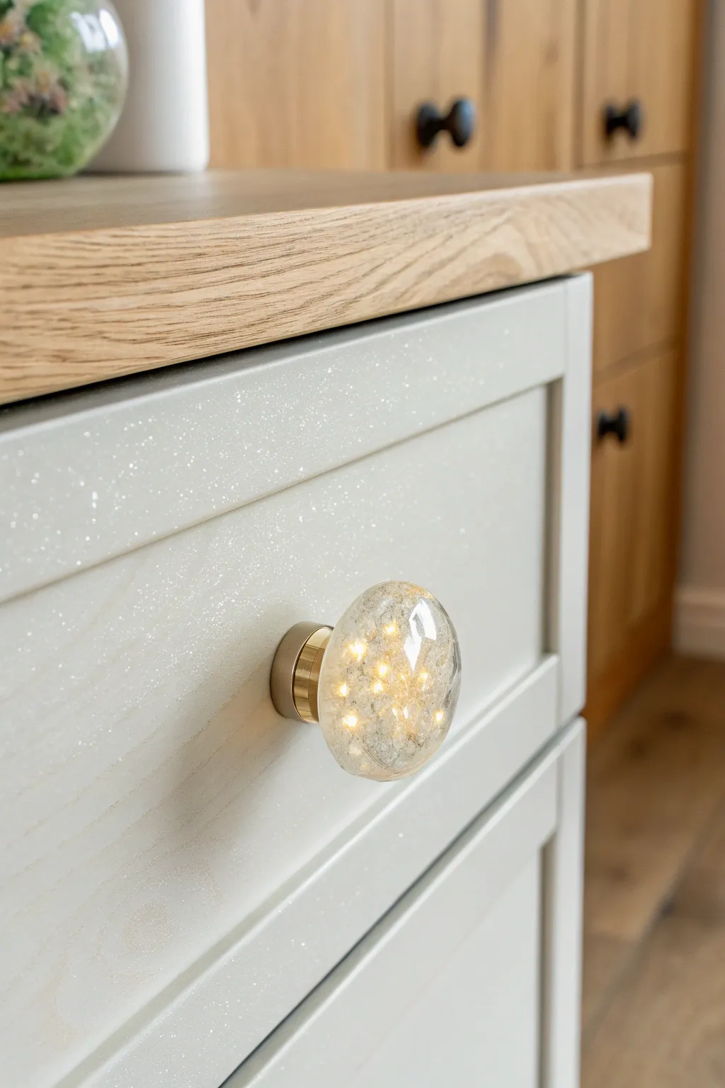 Illuminate your space with the enchanting glow of resin-crafted drawer pulls. A simple touch of magic for your furniture!
