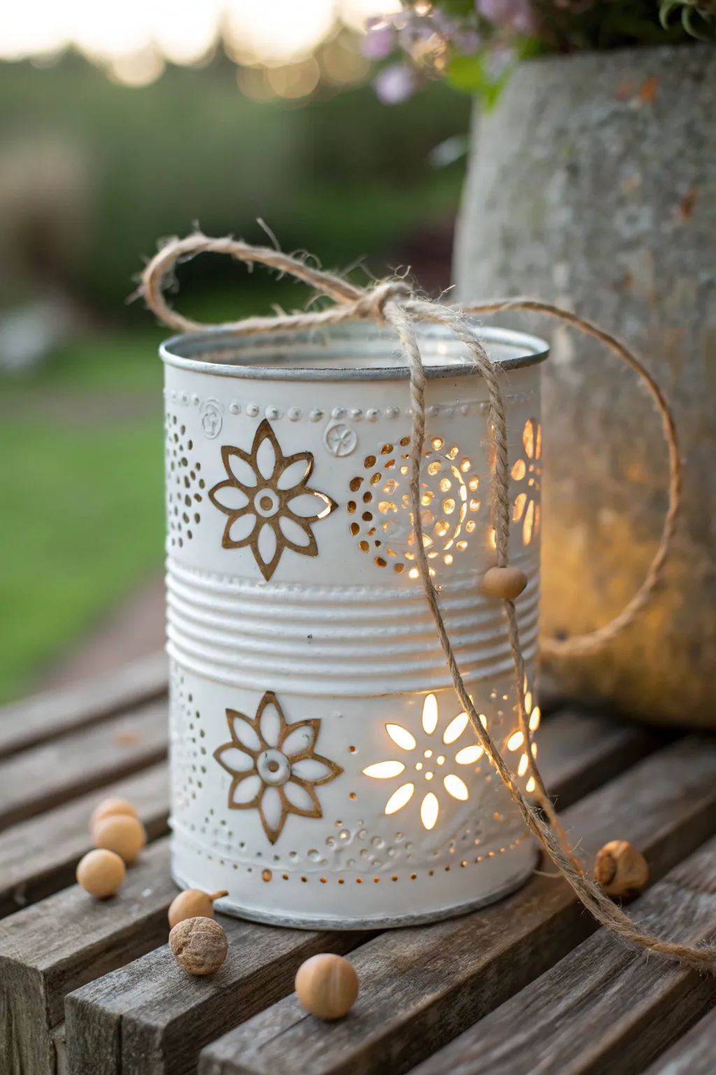 Illuminate your garden paths with the enchanting glow of upcycled boho lanterns.