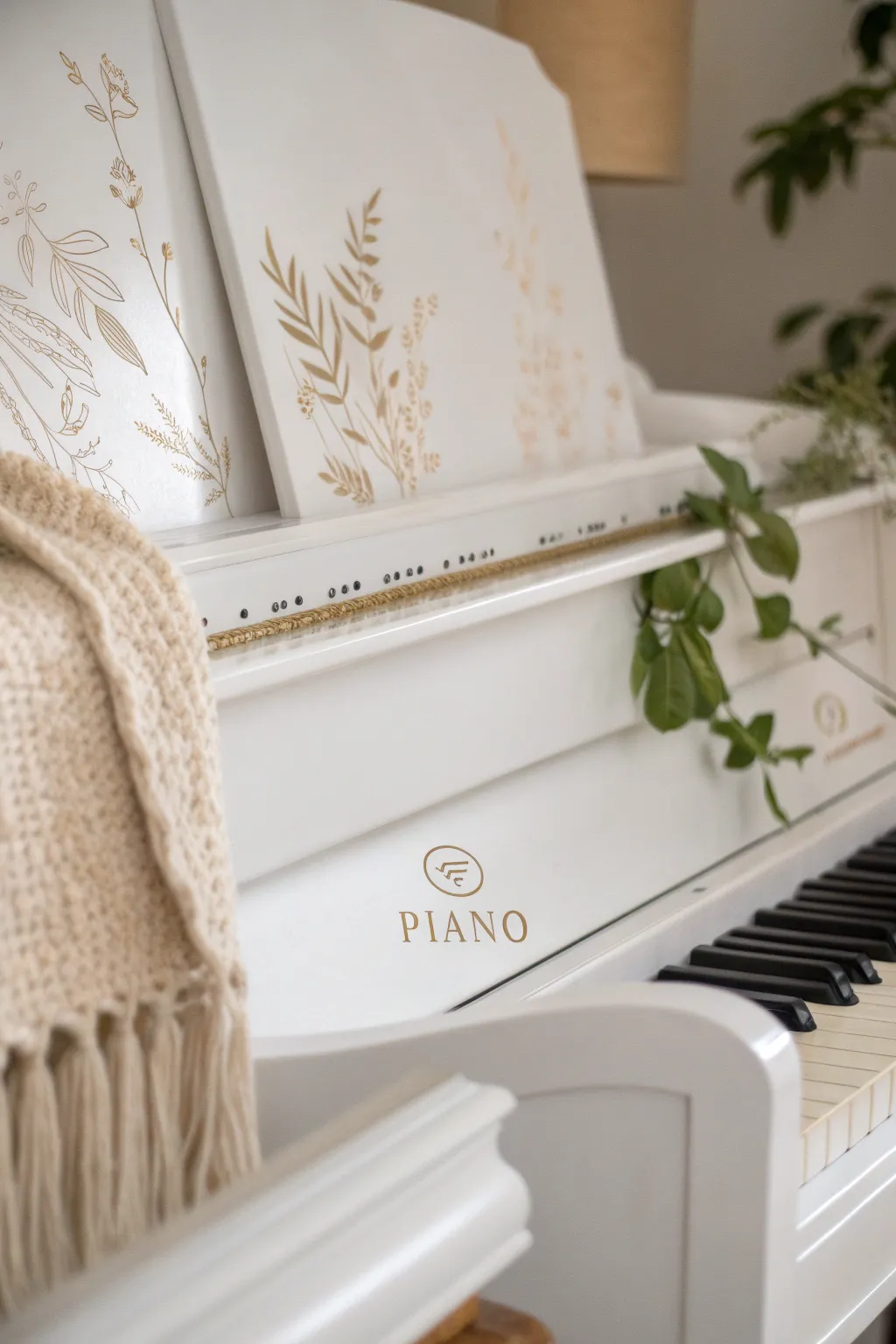 Elevate your piano's charm with a bespoke monogram—where Scandinavian minimalism meets personal elegance.