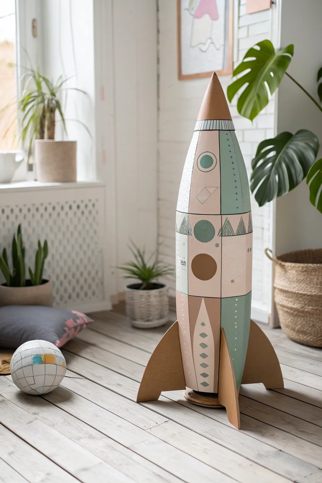 Blast off into creativity with this charming cardboard rocket launch pad!