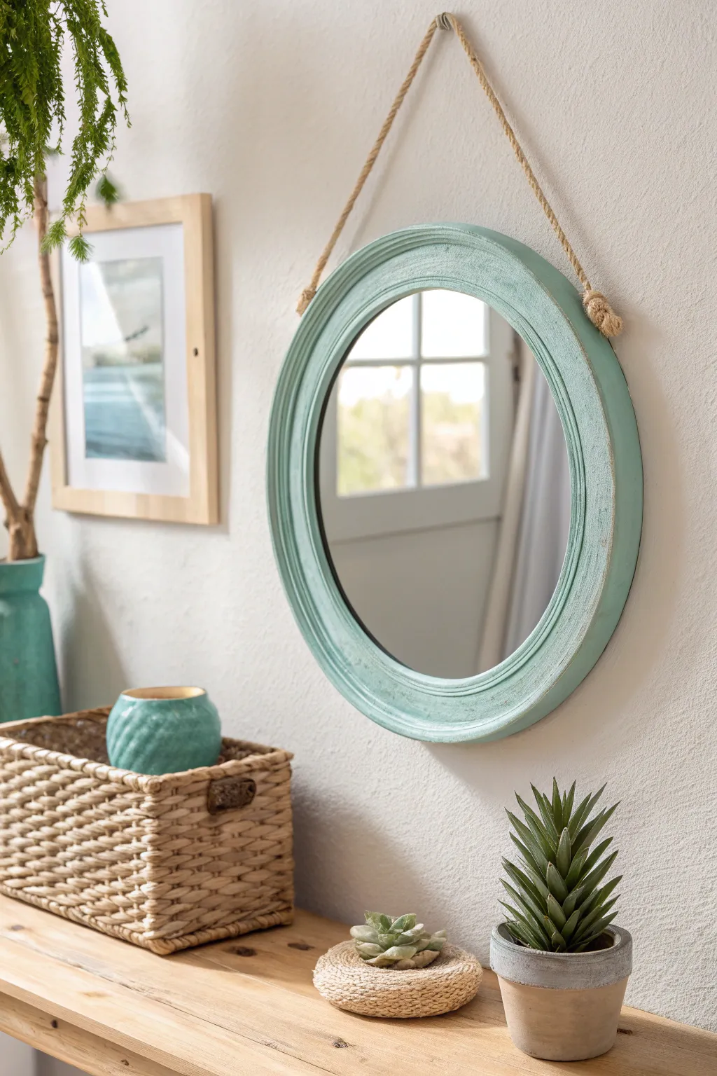 Add a playful twist to your decor with a surprise color pop on your mirror frame!