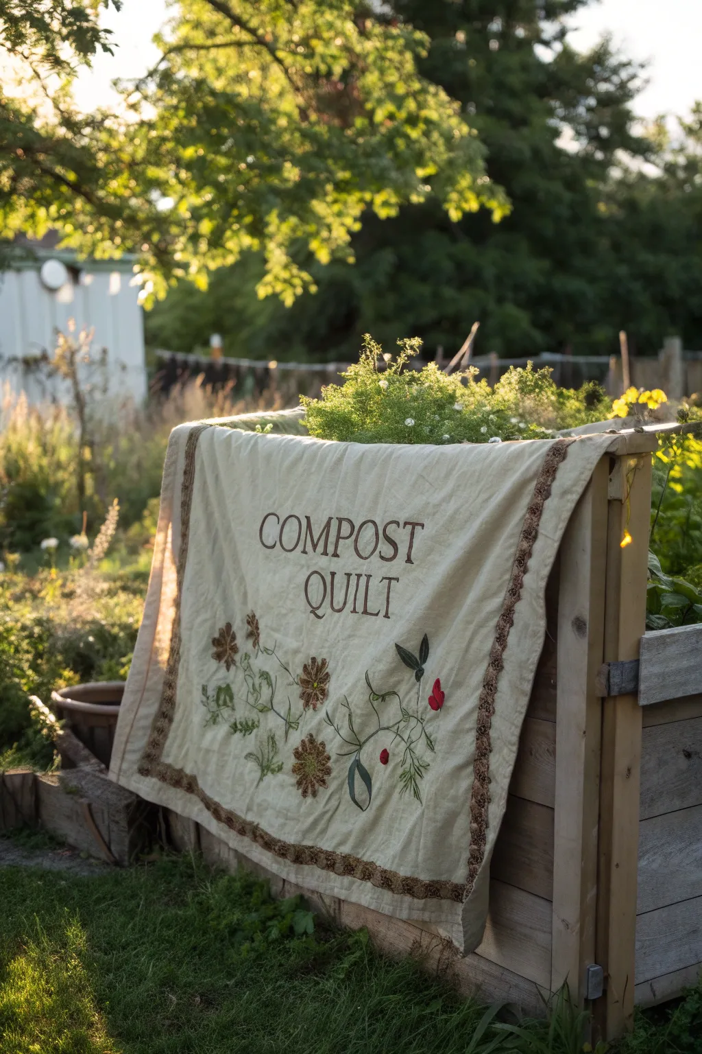 Wrap your compost in a cozy quilt of craftsmanship. #EcoFriendly #GardenCraft
