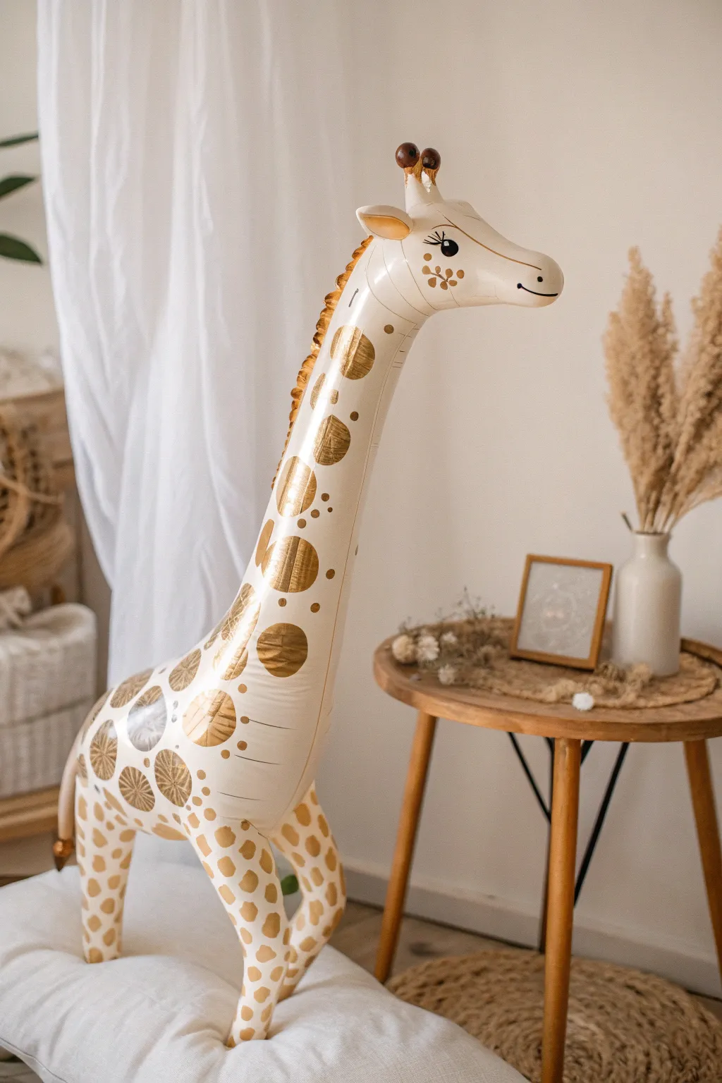 Elevate your decor with the charm of a handcrafted balloon giraffe, where simplicity meets natural beauty.
