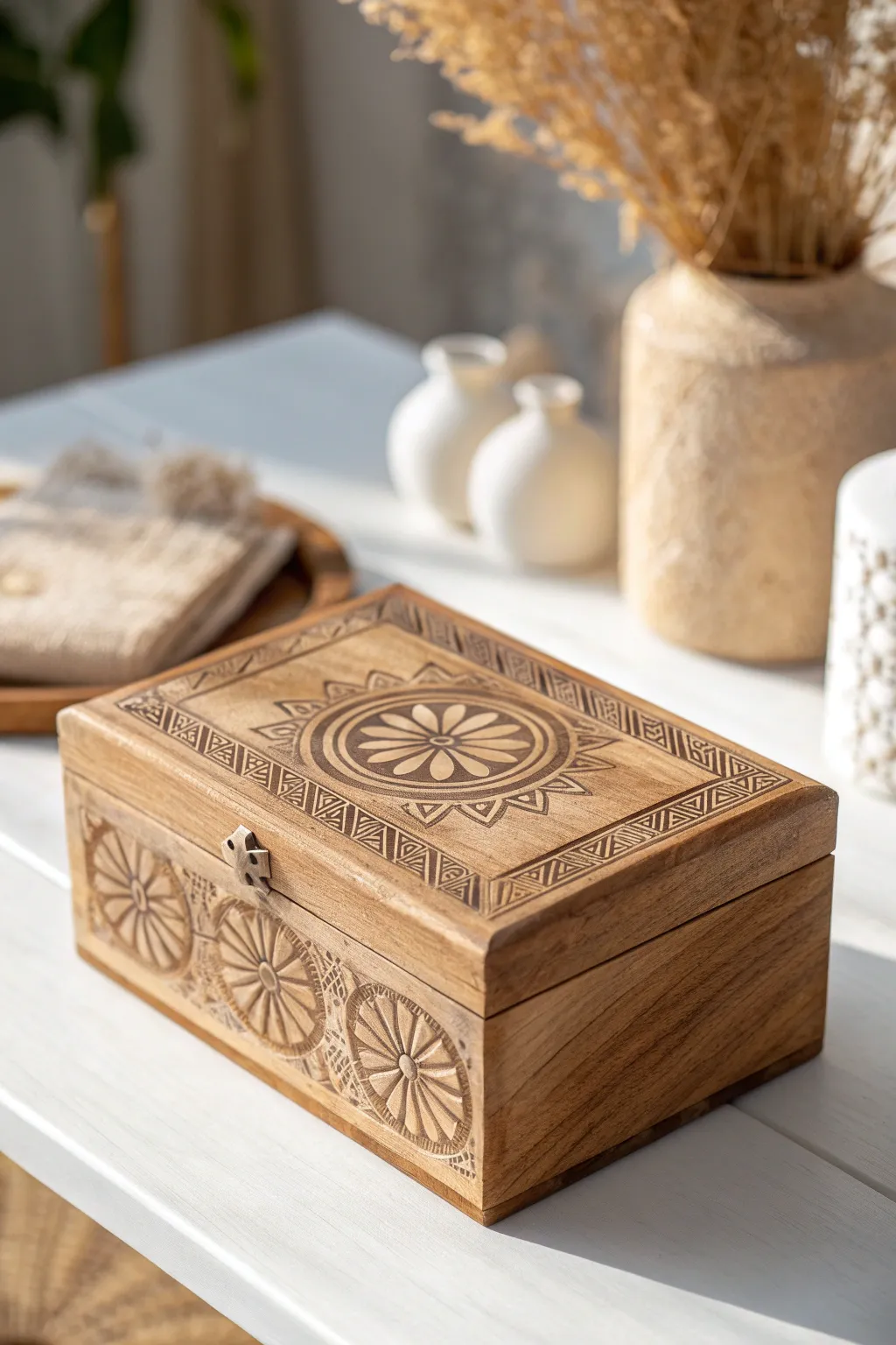 Capture memories in style with a handcrafted keepsake box, the perfect blend of Scandinavian minimalism and Boho charm.
