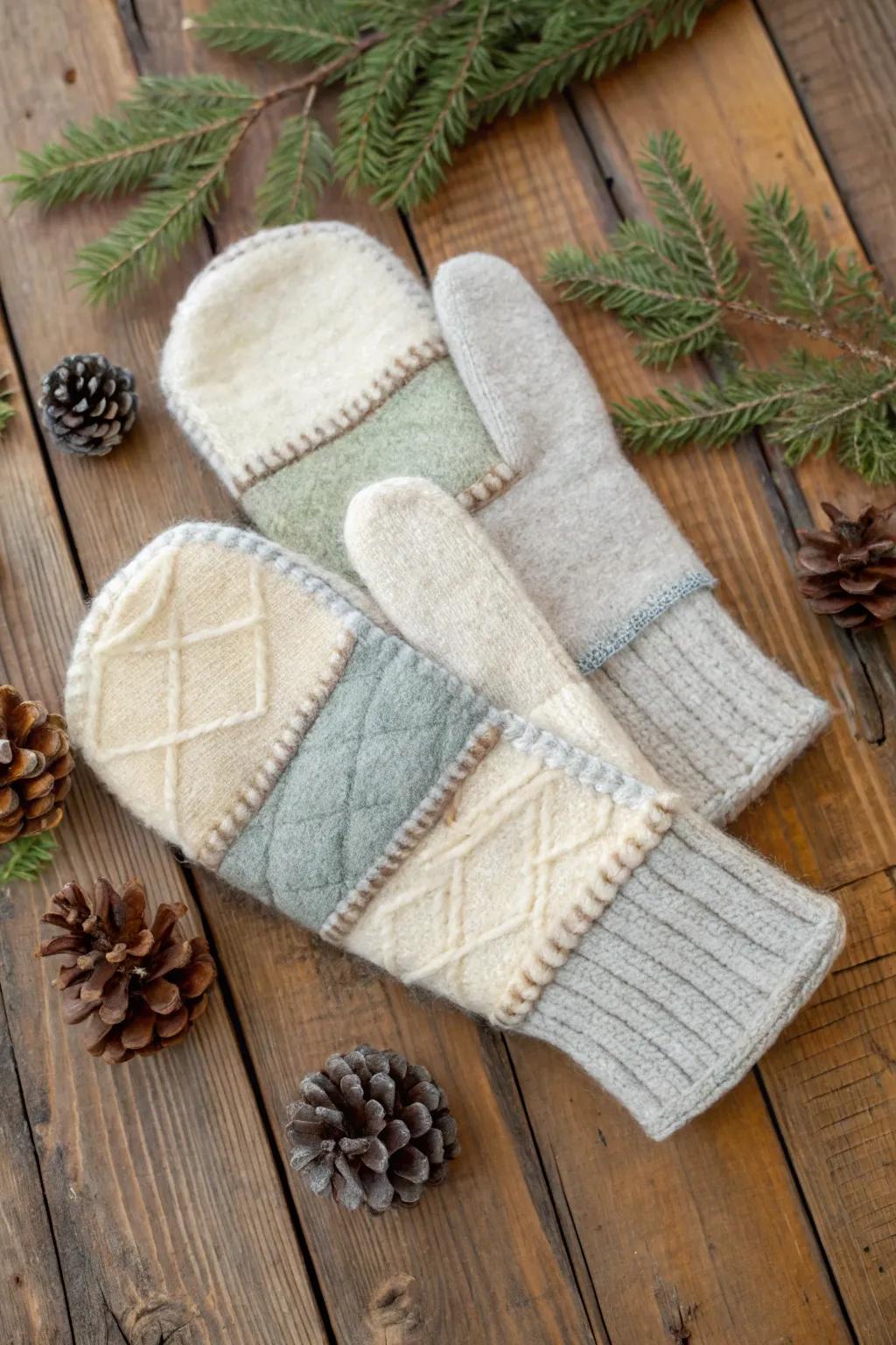 Craft warmth from the heart with these charming upcycled sweater mittens—a perfect last-minute Christmas gift idea!