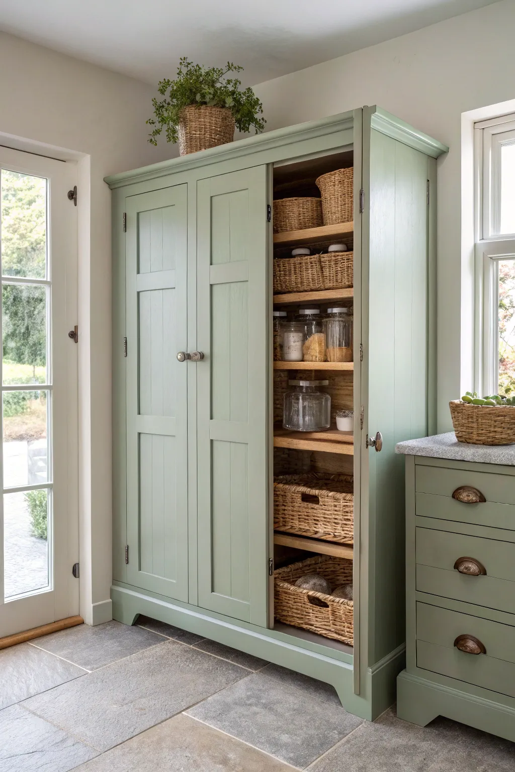Unveil the art of organization with a hidden pantry gem. #ScandiBohoCharm