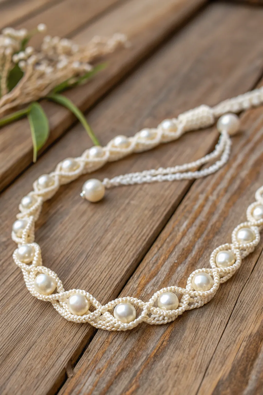 Elevate your style with the timeless elegance of a crochet pearl necklace, where simplicity meets sophistication.