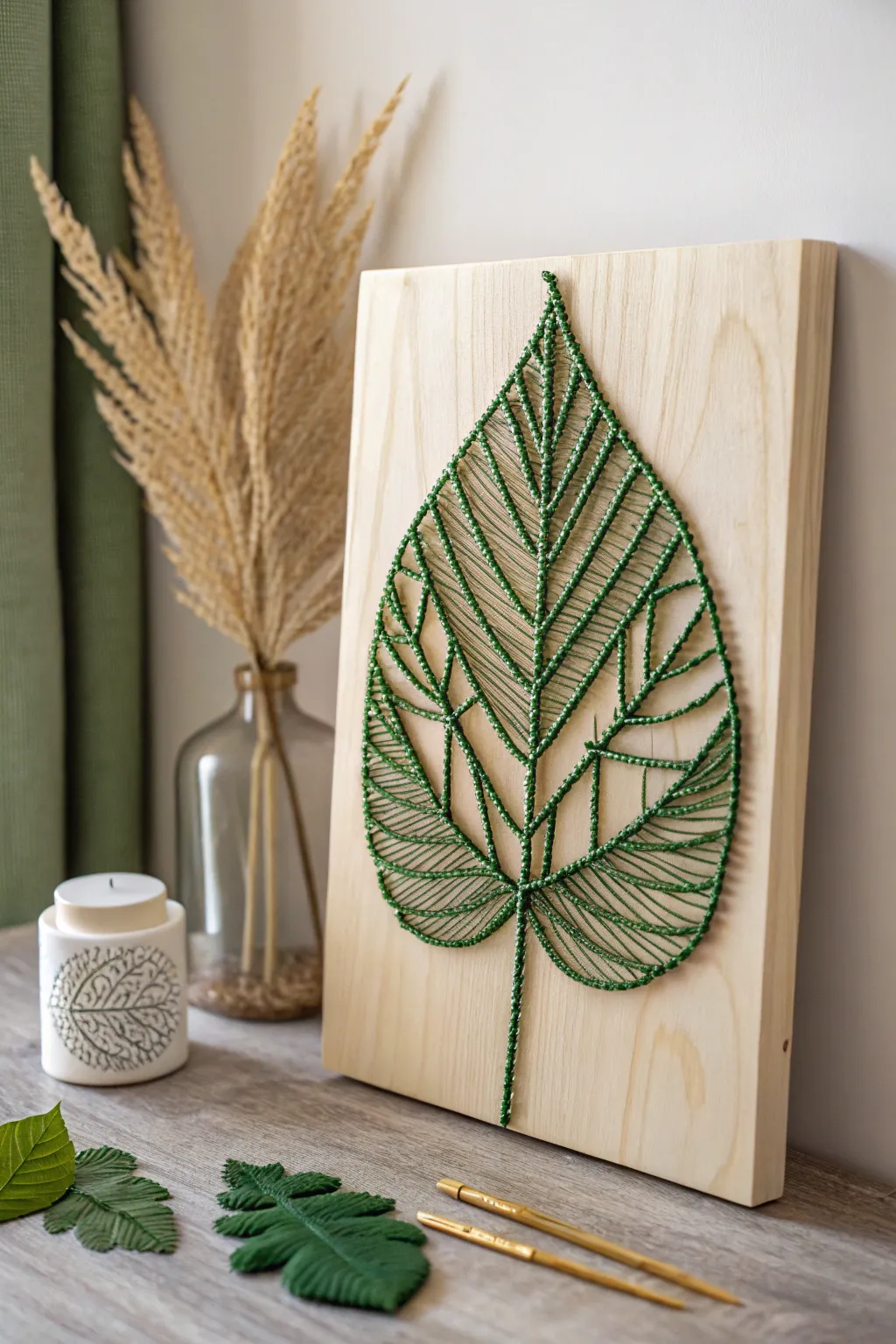 Elevate your decor with the serene beauty of botanical string art.