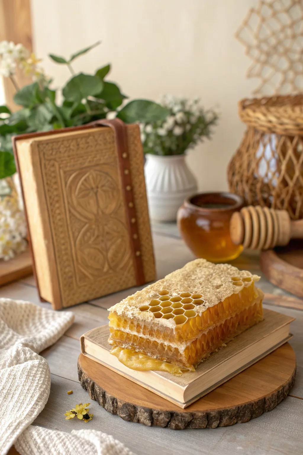 Dive into the sweetness of history with this stunning honeycomb book masterpiece. Perfect for those who cherish simplicity and natural beauty.