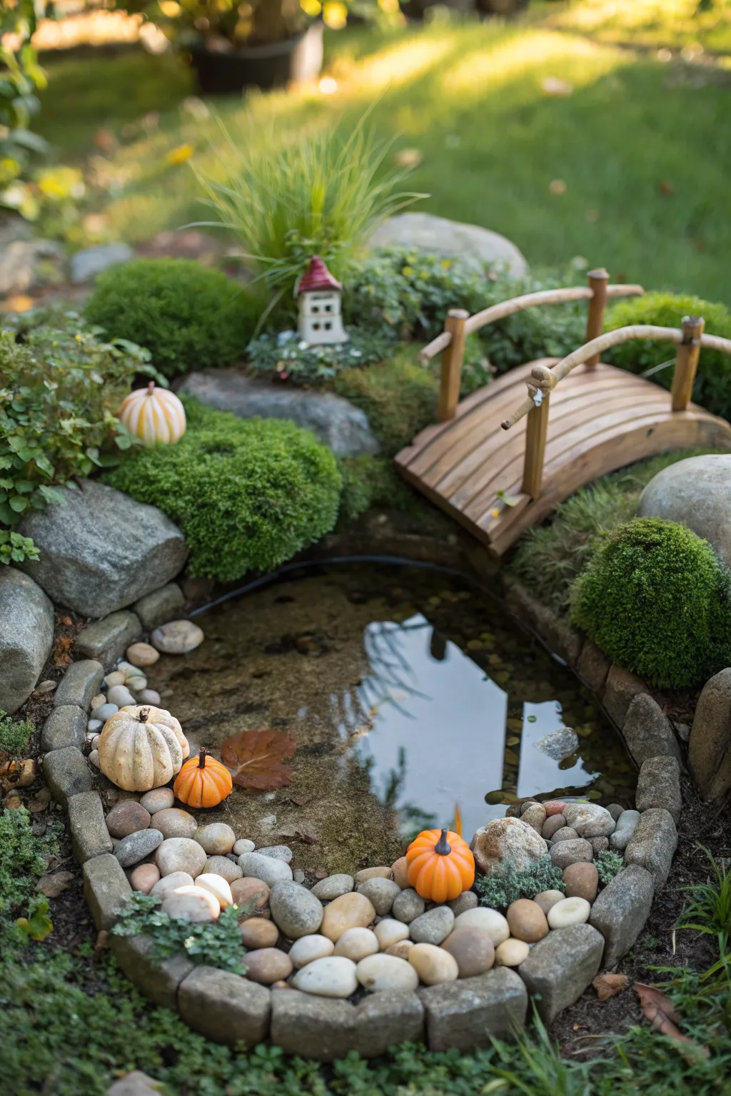 Embrace the magic of each season in your fairy garden pond. 🍂✨