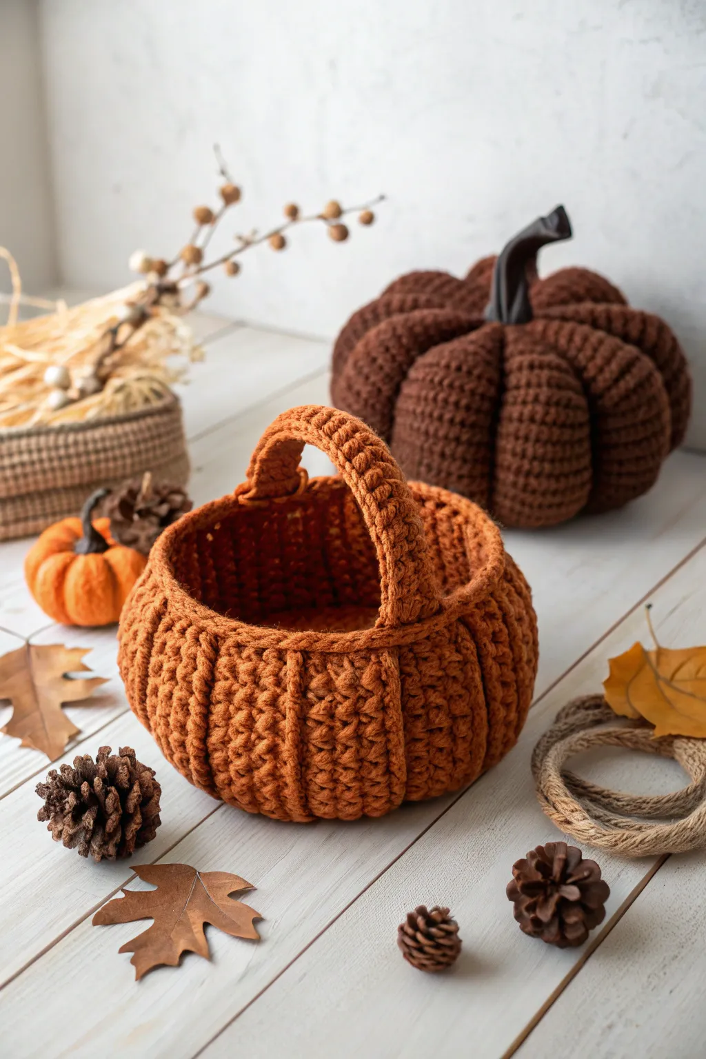 Embrace autumn with this charming crochet pumpkin basket – a perfect blend of function and fall flair.