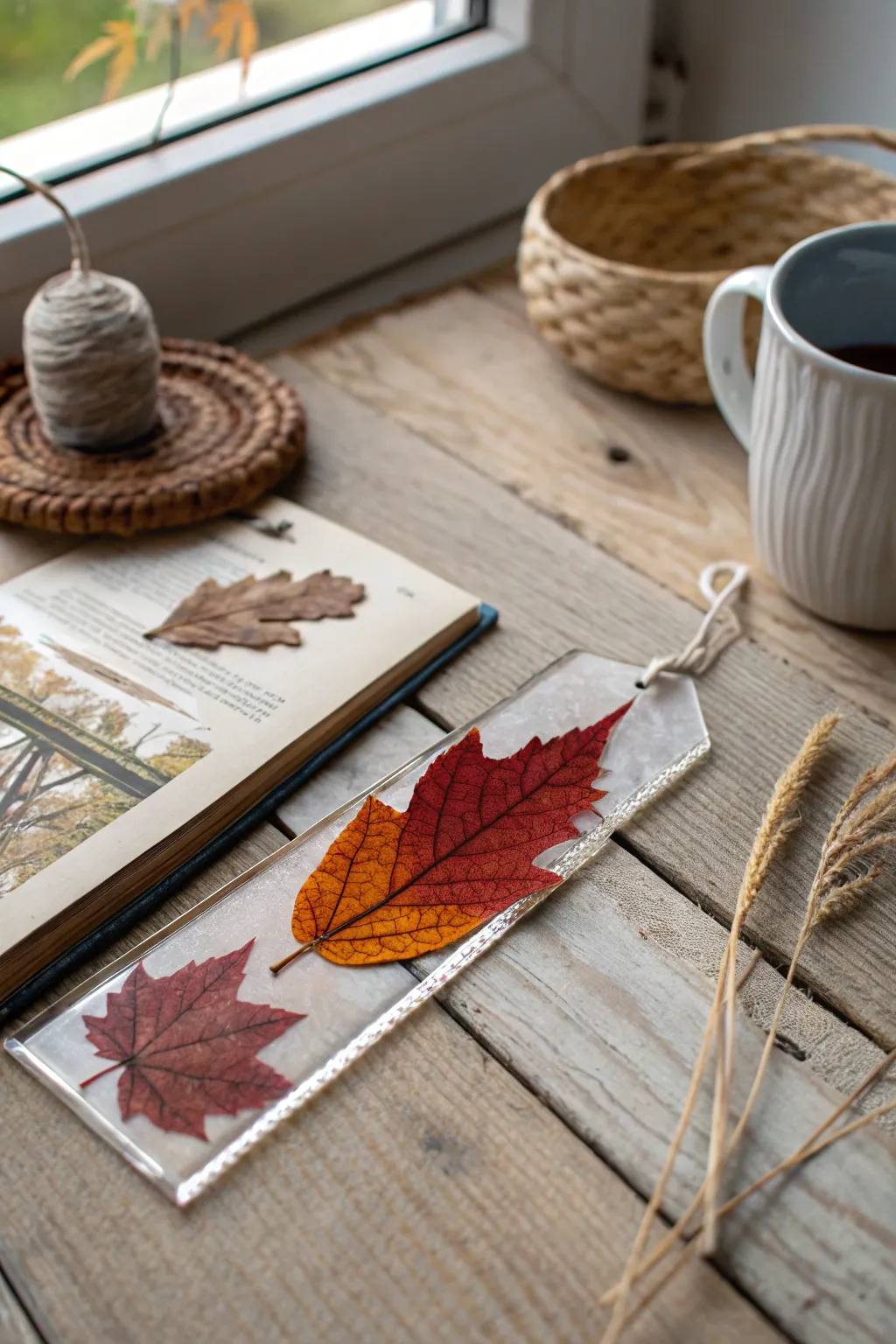 Nature's Elegance: Handmade Autumn Leaf Bookmark - A perfect blend of simplicity and beauty for your reading moments.