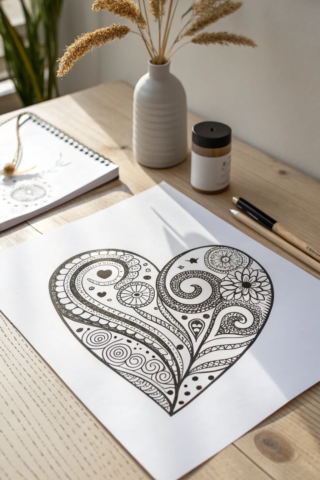 Immerse yourself in the art of relaxation with this zentangle heart design – where simplicity meets intricate beauty.