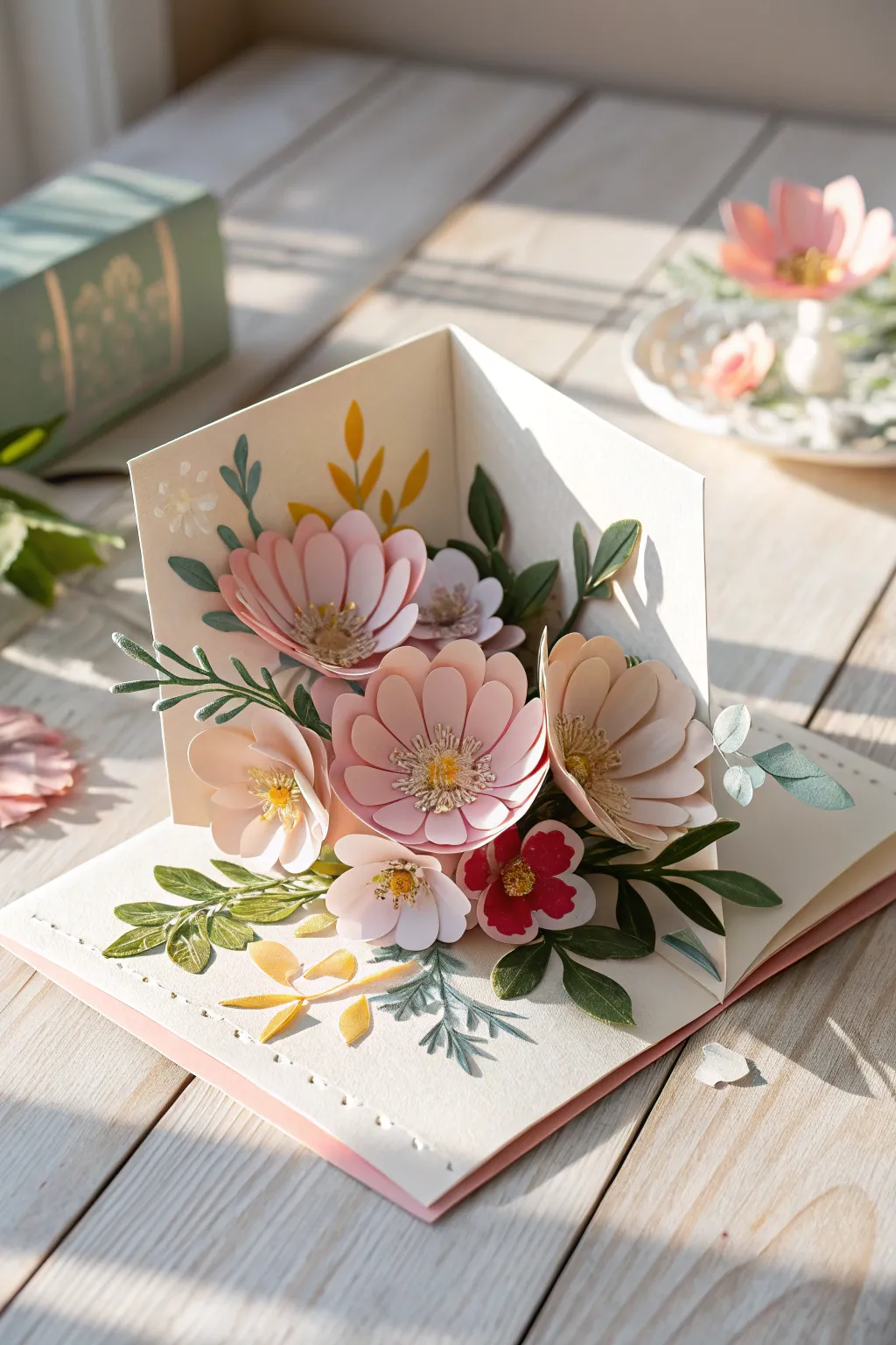 Unfold the magic with this enchanting floral pop-up card, perfect for a memorable birthday surprise.