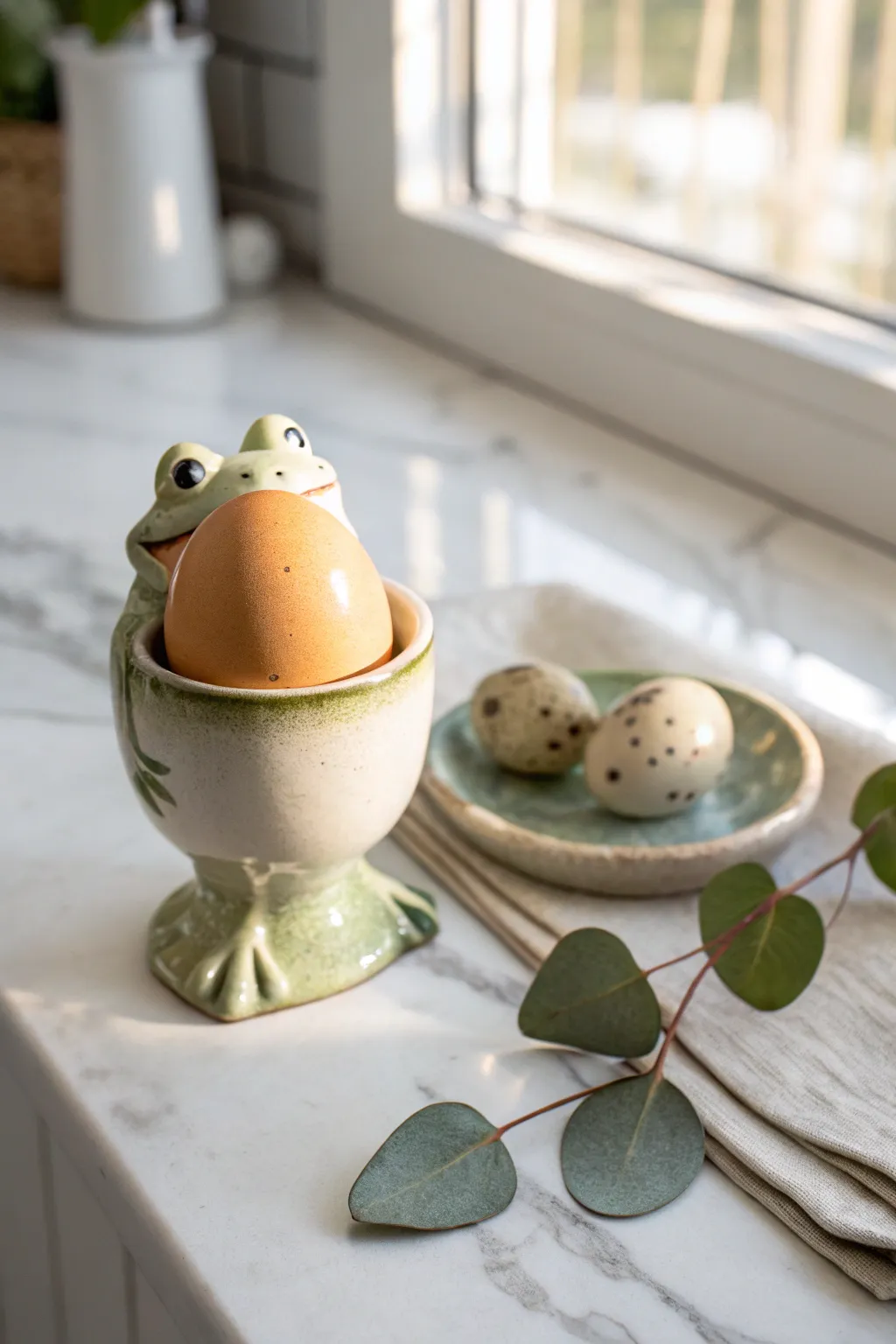 Start your morning with a smile: Discover the charm of handcrafted frog egg cups.