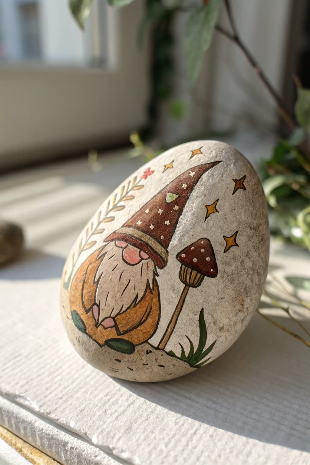 Unlock the magic with a hidden message beneath this charming gnome's hat!