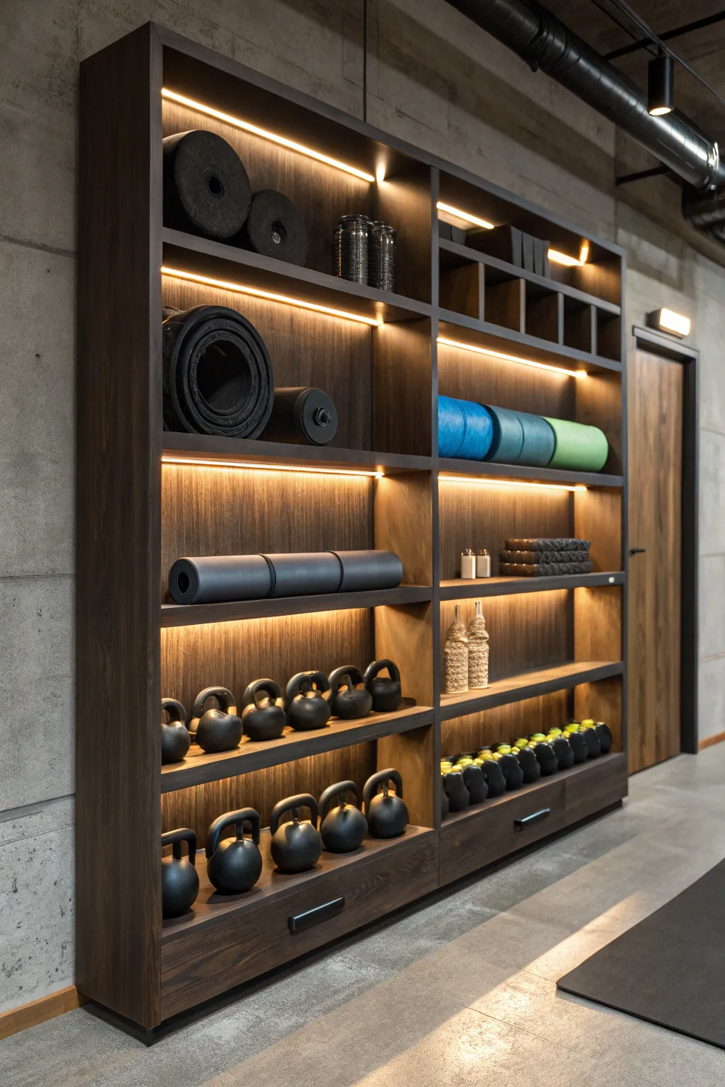 Illuminate your workout space with creative lighting for an inspiring atmosphere.