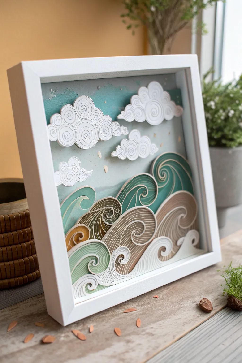 Crafting Nature's Fury: A minimalist shadow box capturing the drama and beauty of a storm.