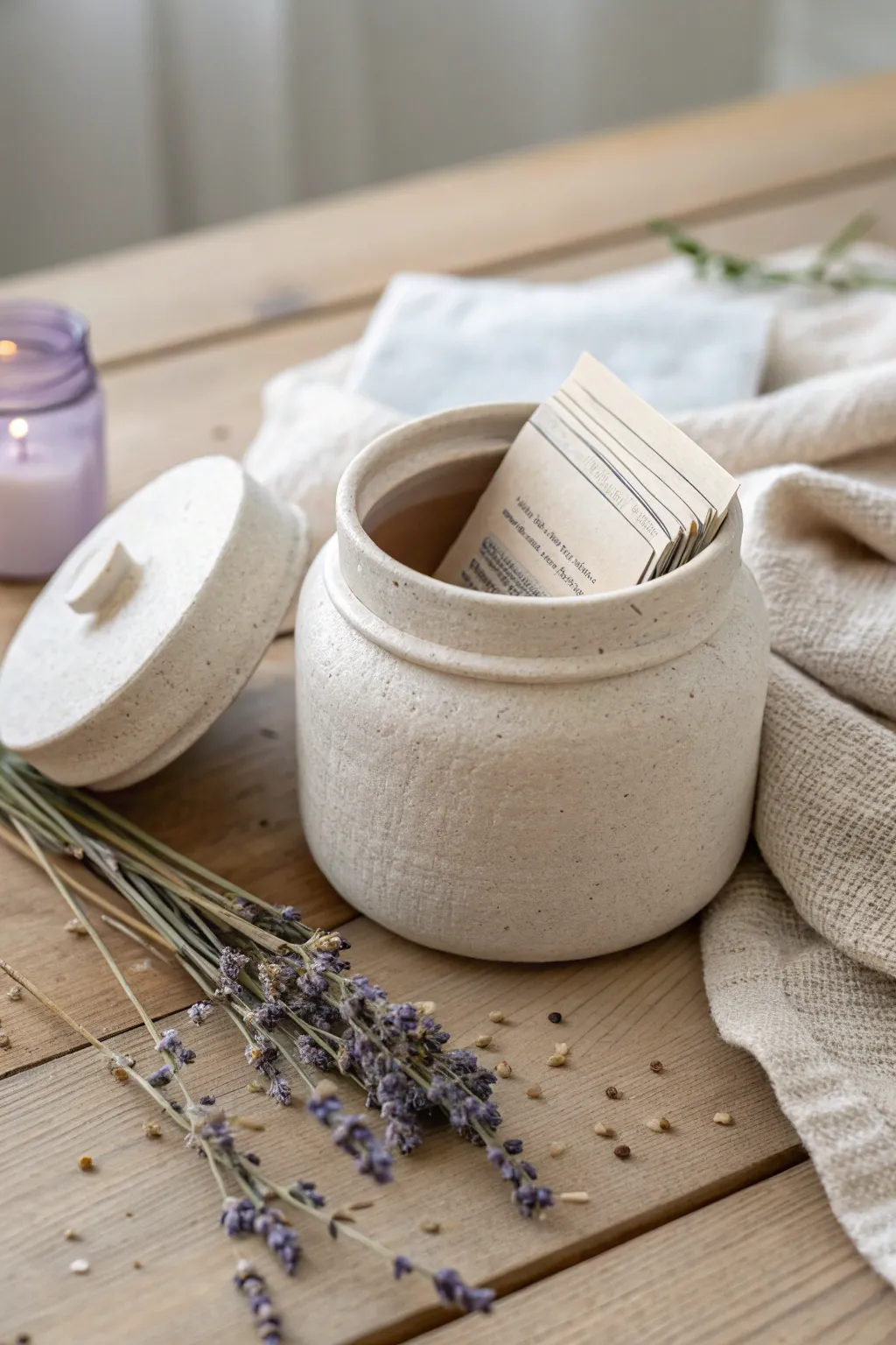 Embrace serenity with simple mindfulness notes in a handcrafted jar, a perfect blend of minimalist beauty and thoughtful intention.
