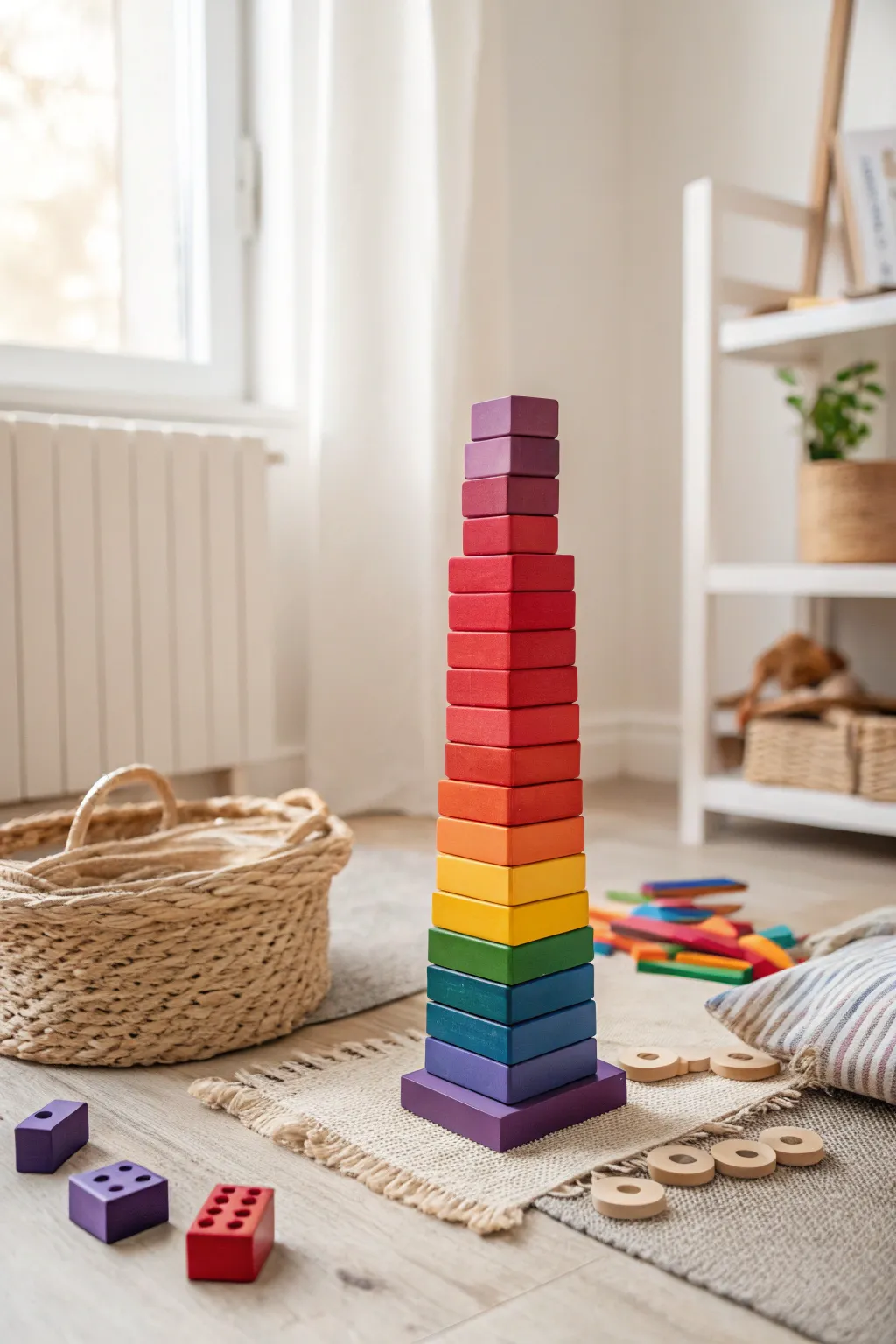 Build a world of color with enchanting rainbow towers!