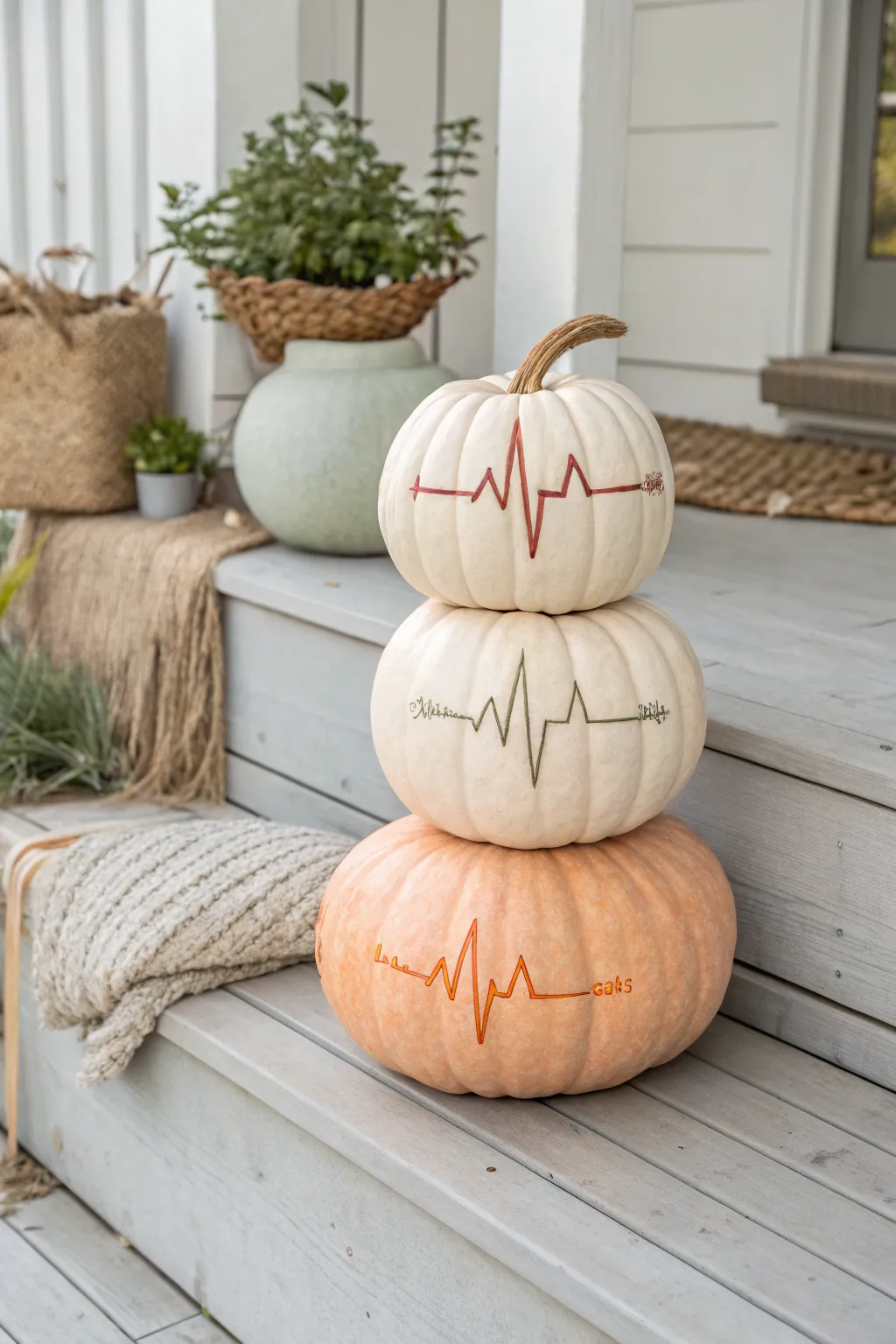 Elevate your autumn decor with a chic Heartbeat Pumpkin Stack—where minimalist design meets boho charm!