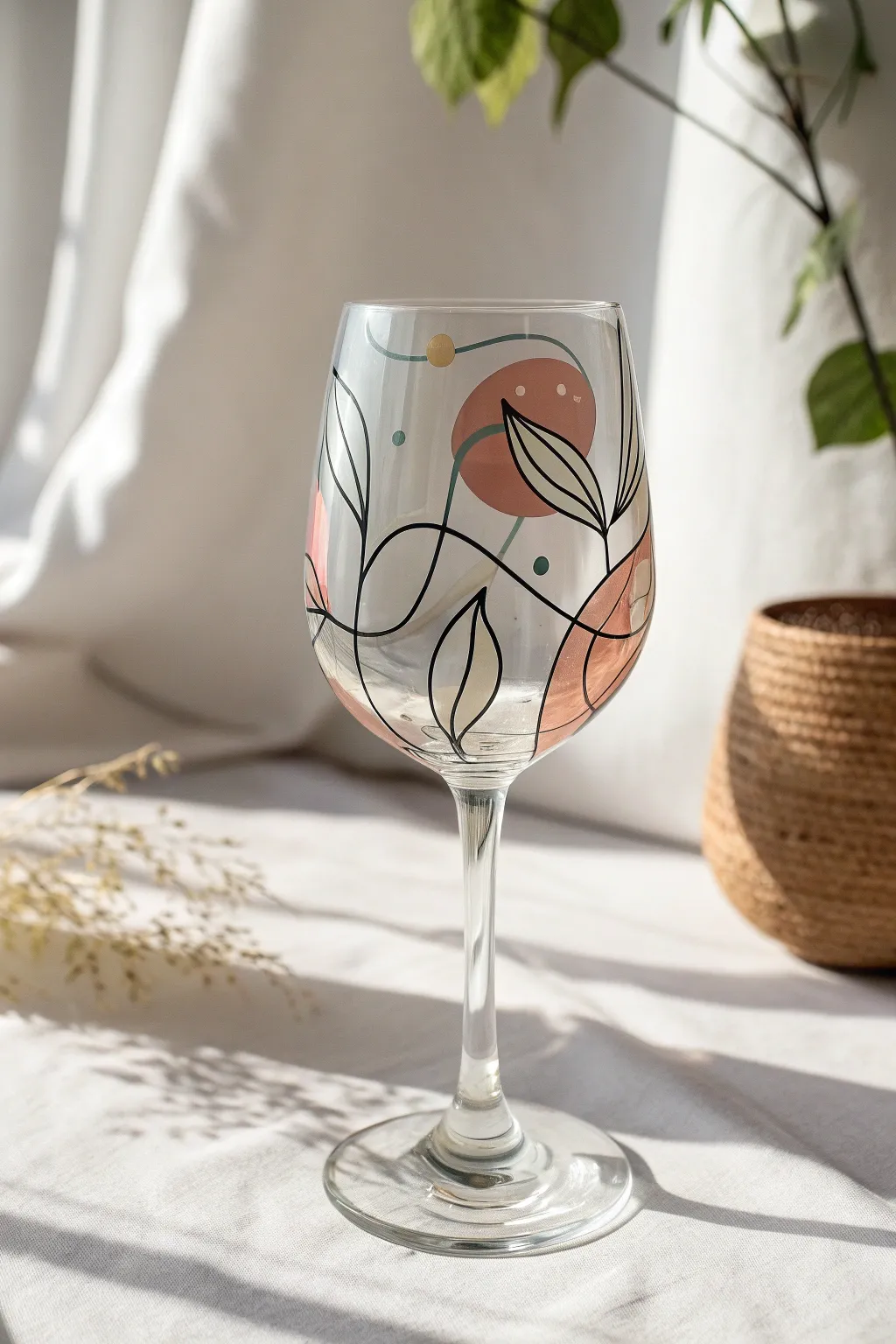 Sip in style with this abstract art-inspired wine glass, where simplicity meets creativity.