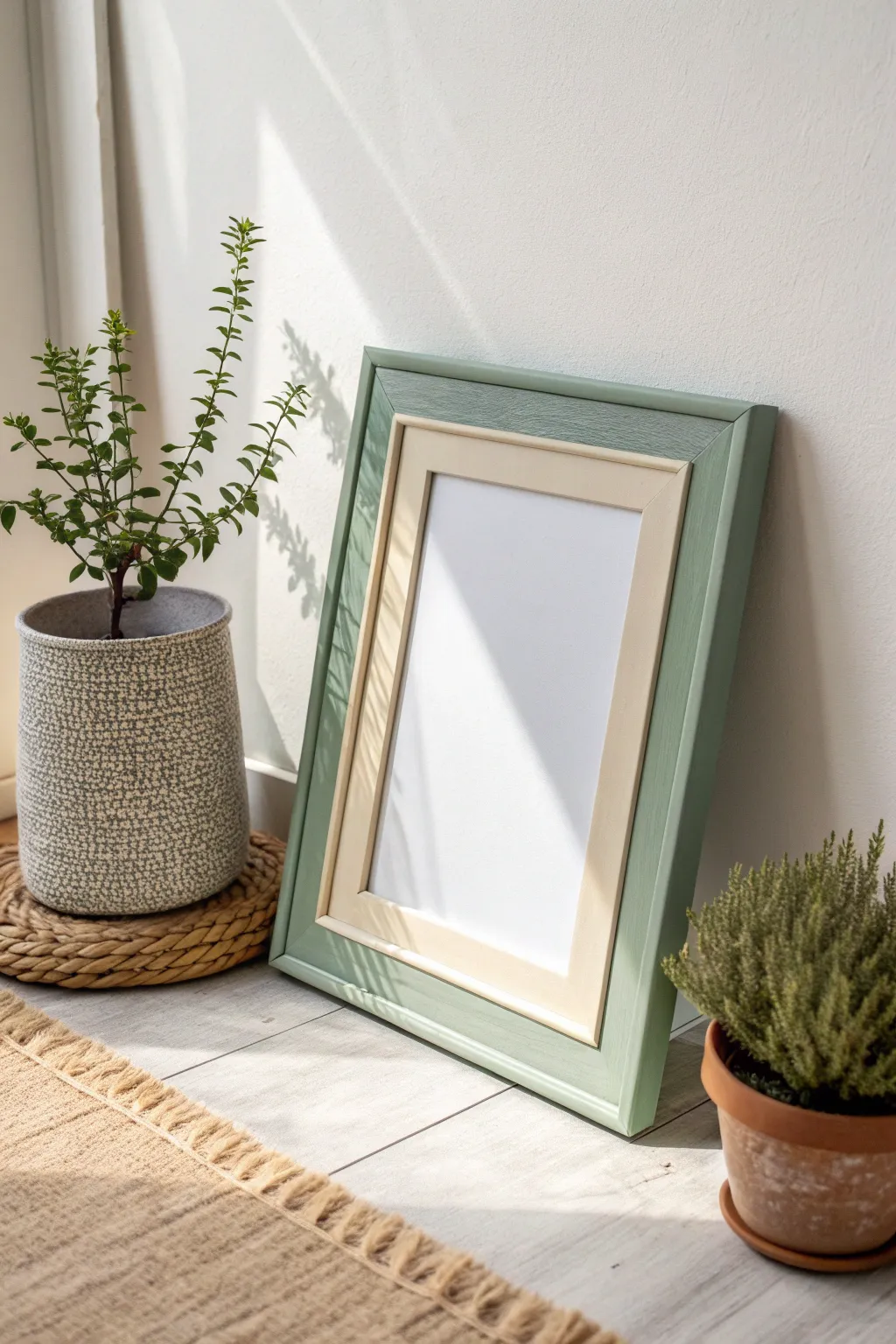 Elevate your art with the serene elegance of a floating frame illusion.