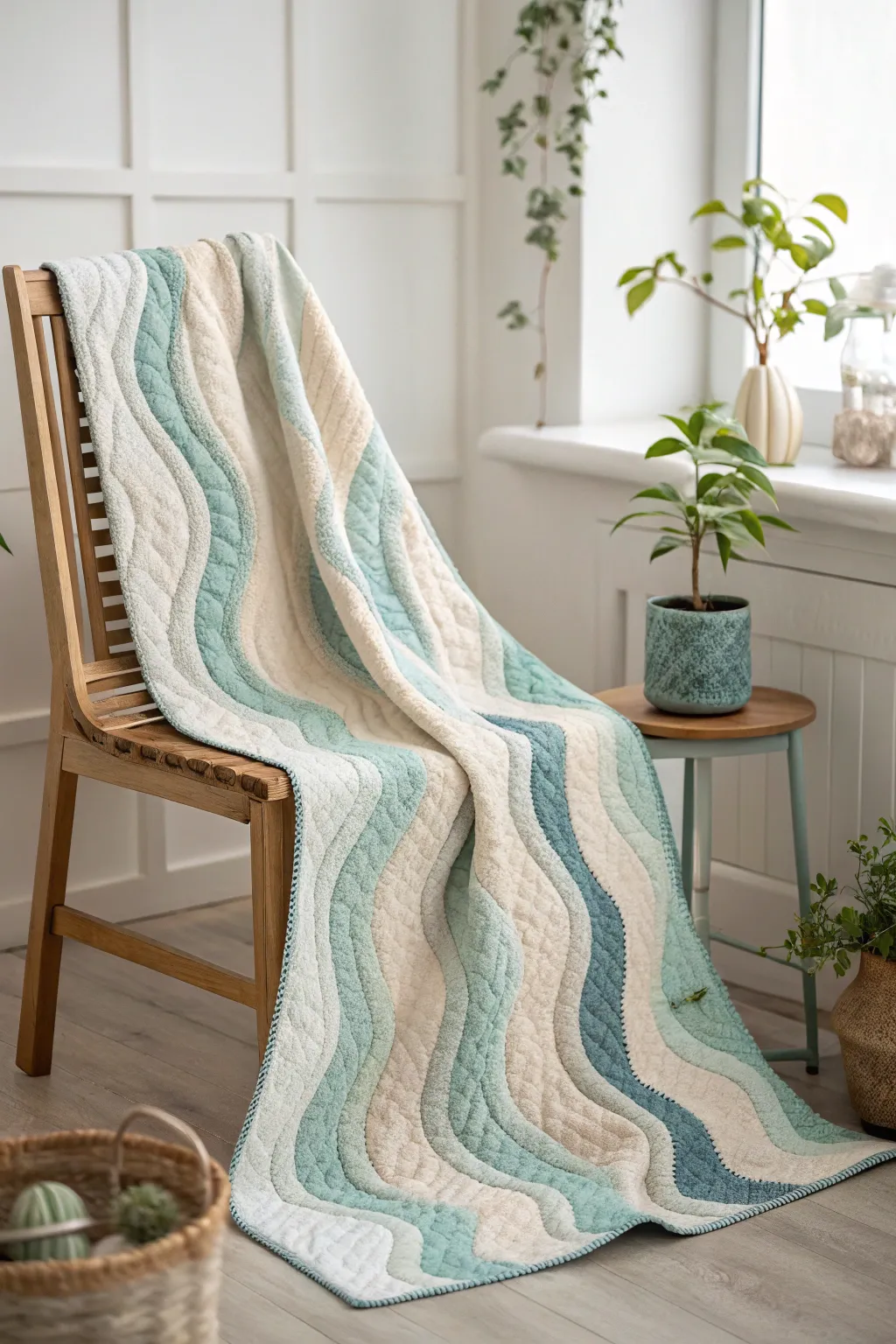 Embrace the gentle flow of creativity with our Whimsical Waves quilt, where simplicity meets elegance.