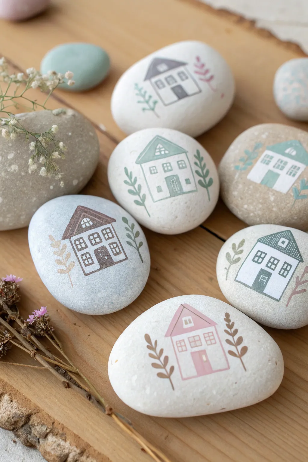 Craft your own cozy village with charming rock house art, blending simplicity and natural beauty.