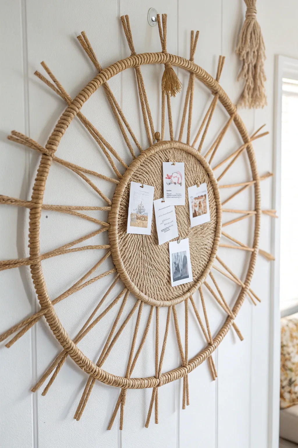 Illuminate your space with this charming DIY sun bulletin board, where natural beauty meets minimalist elegance.