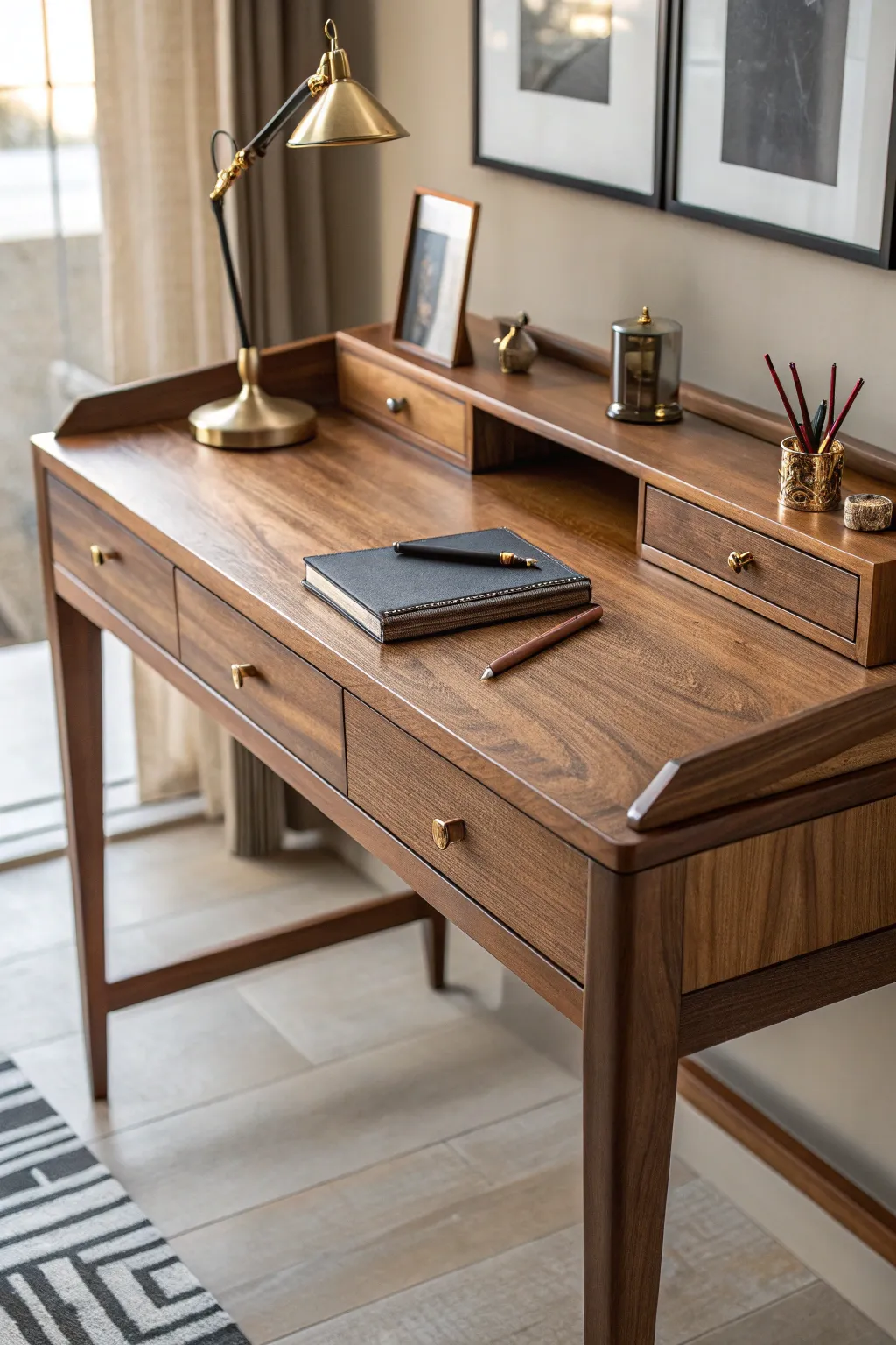 Elevate your workspace with a custom-crafted wood desk that exudes timeless elegance and superior craftsmanship.