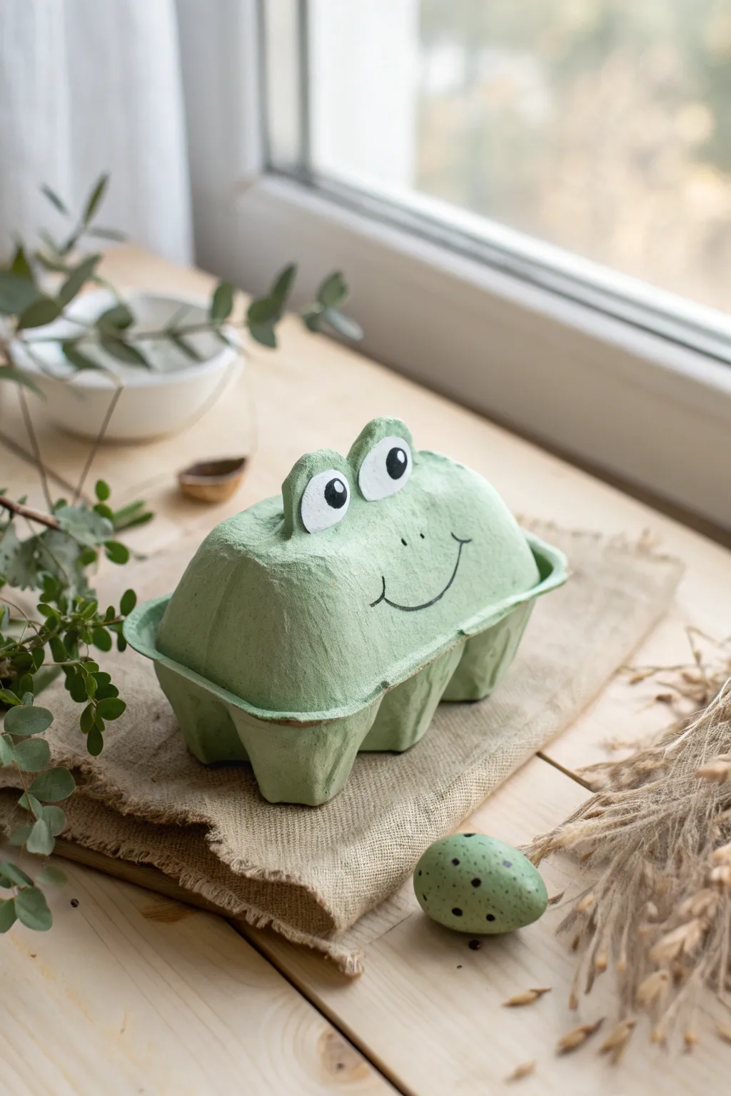Charming handcrafted frog: a playful touch for your windowsill!