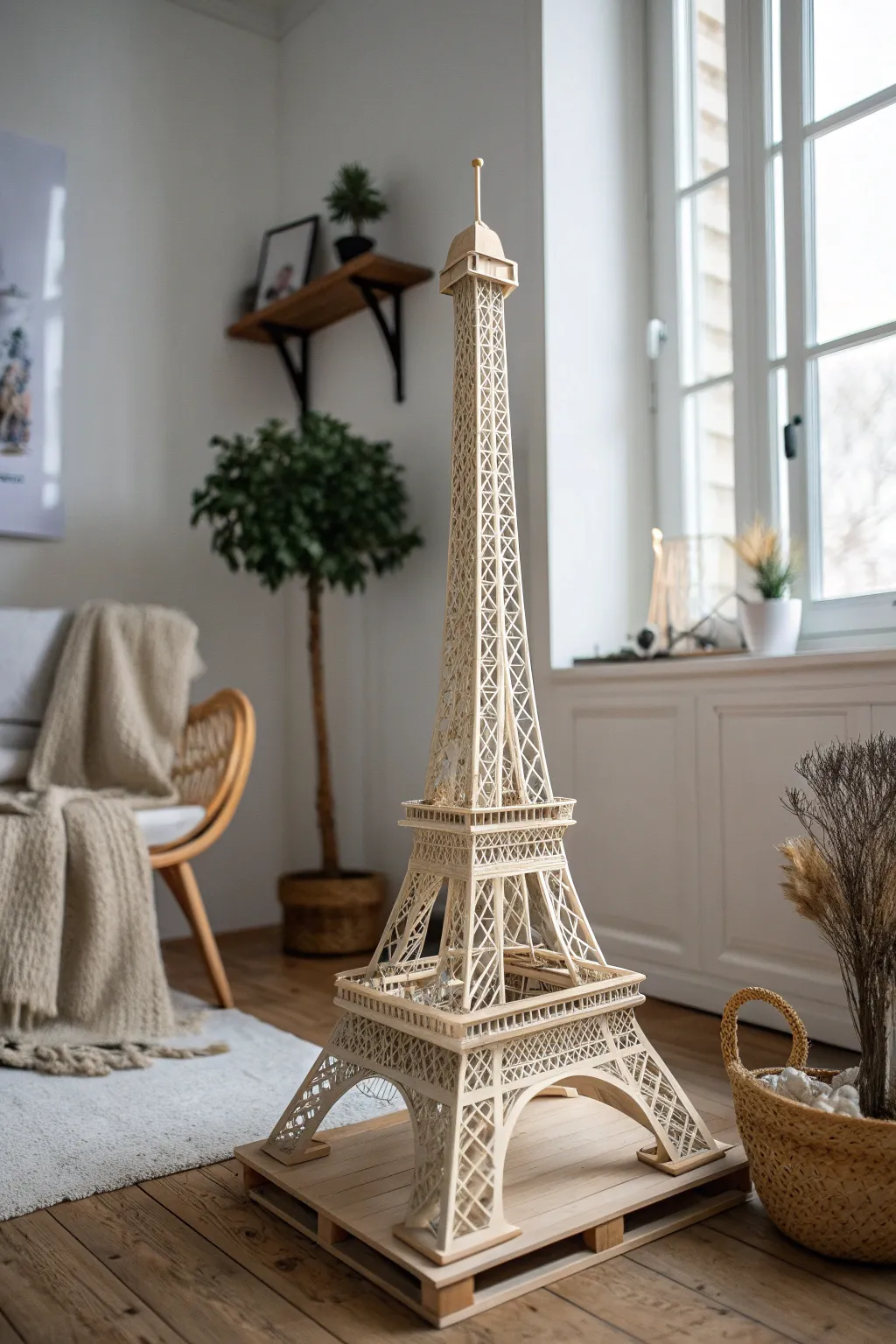 Elevate your decor with a handcrafted 3D pen Eiffel Tower, merging elegance with minimalist charm.