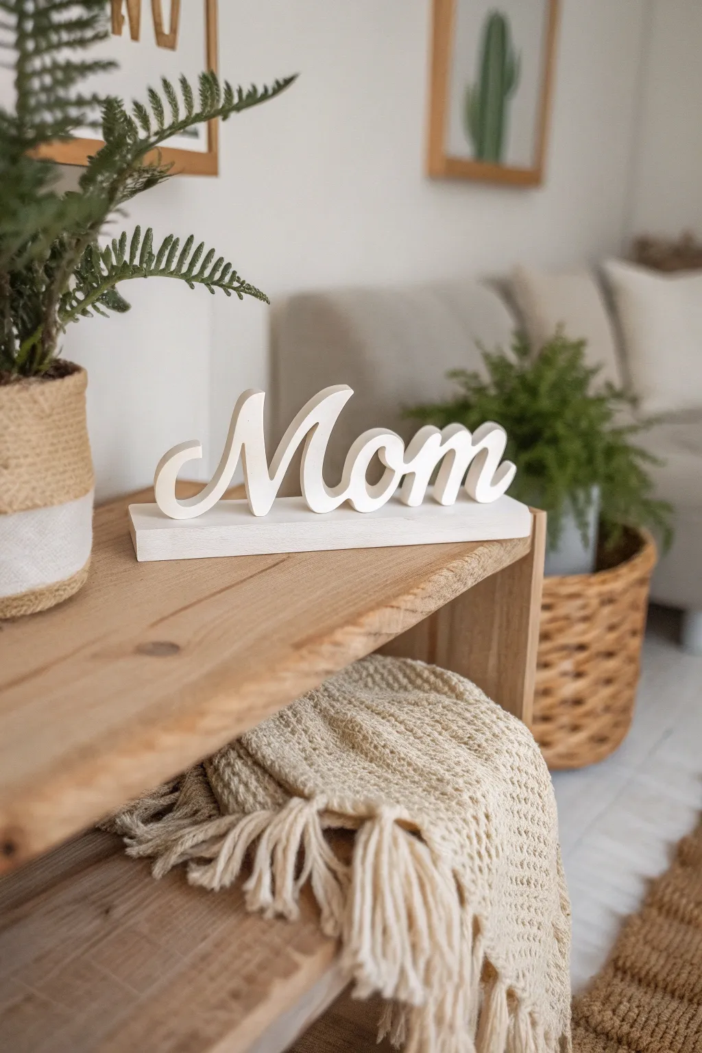 Celebrate mom with a touch of minimalist elegance. This 3D printed 'MOM' text object combines simplicity and charm for a heartfelt display.