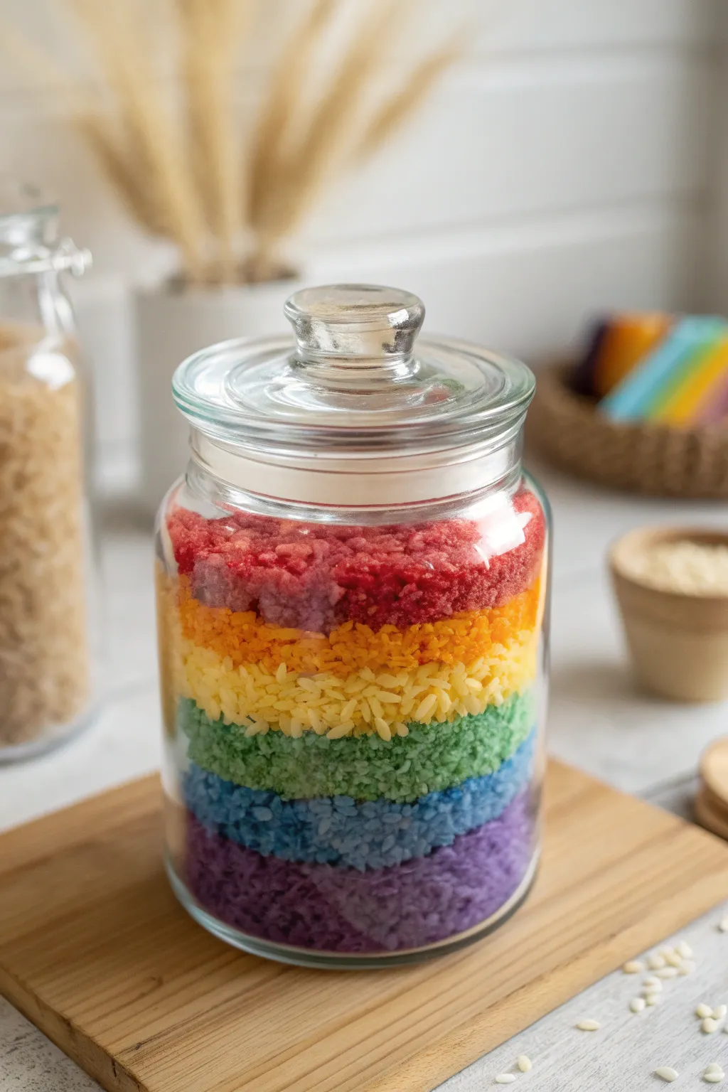 Crafting Magic: A Jar of Rainbow Rice Awaits Your Creativity